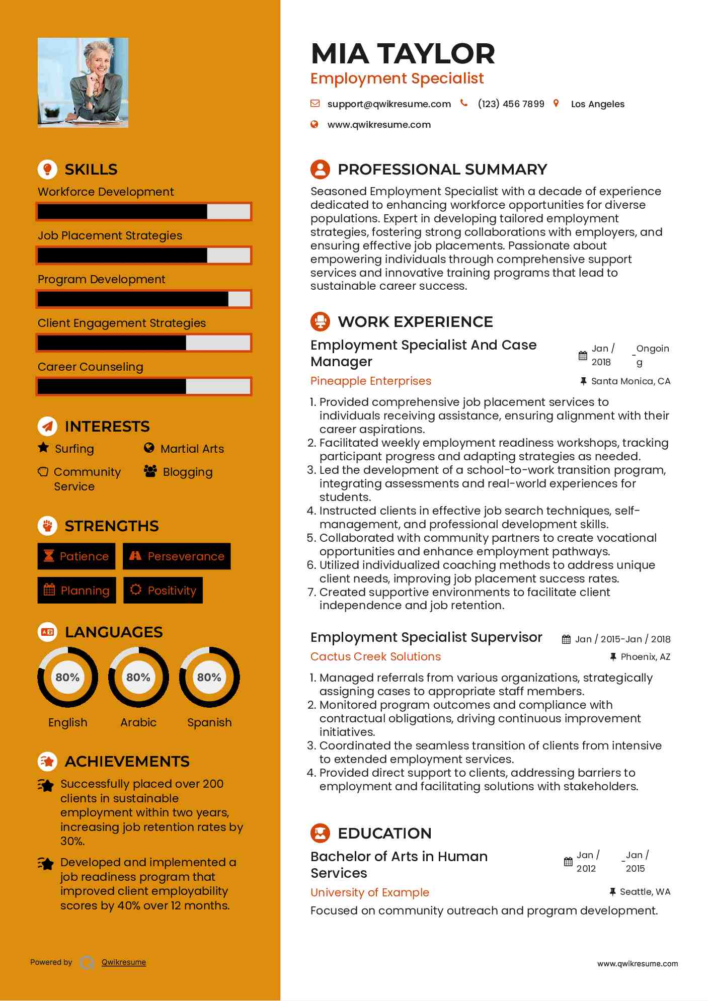 Employment Specialist And Case Manager Resume Template