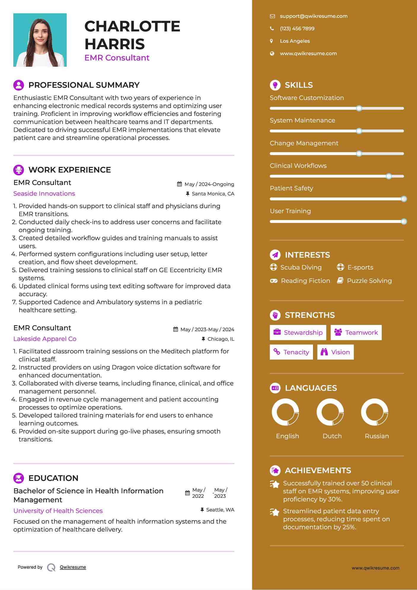 EMR Consultant Resume Format