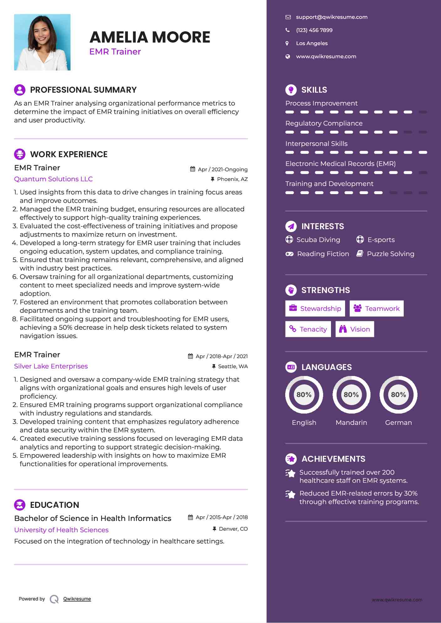 EMR Trainer Resume Model