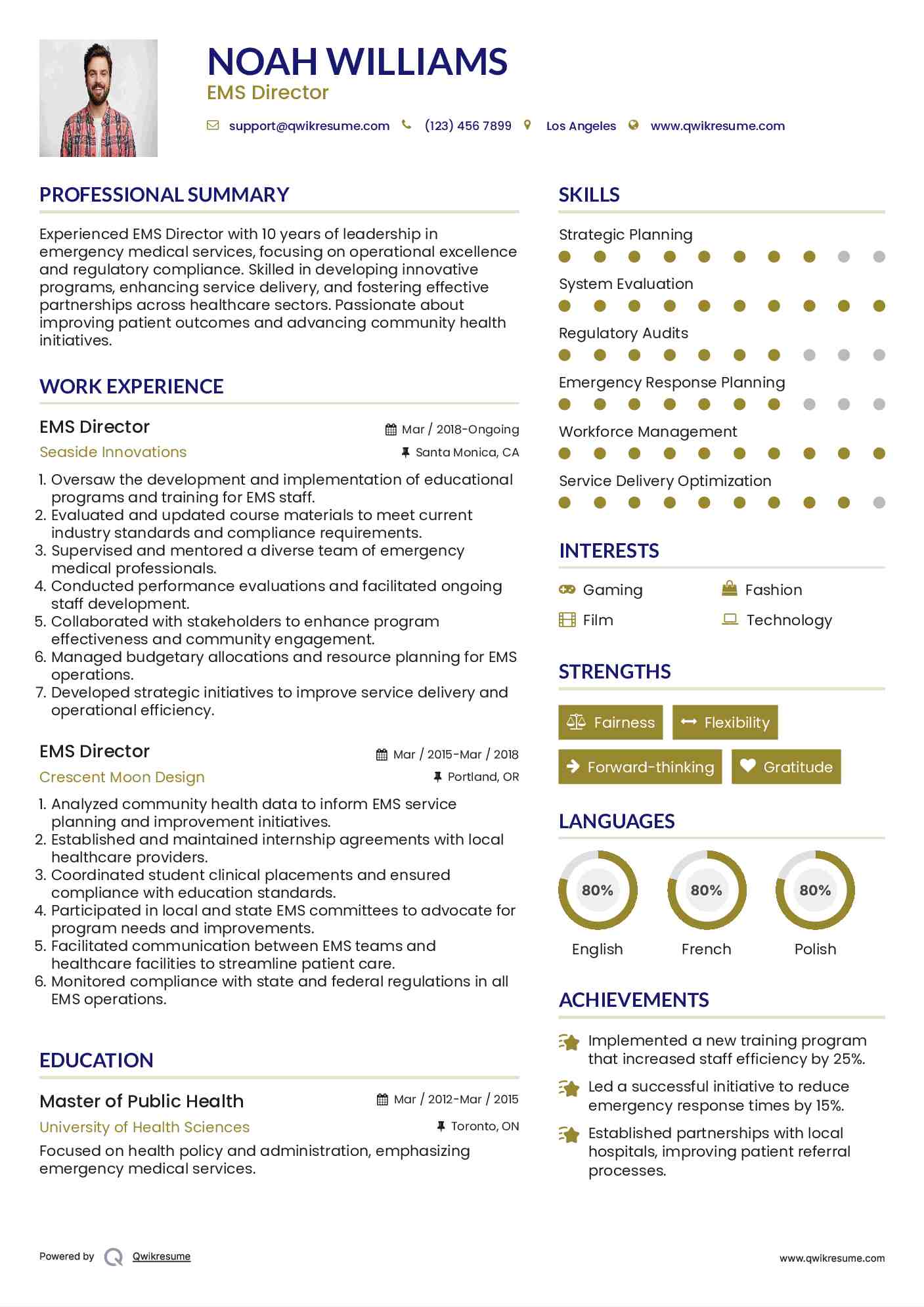 EMS Director Resume Sample