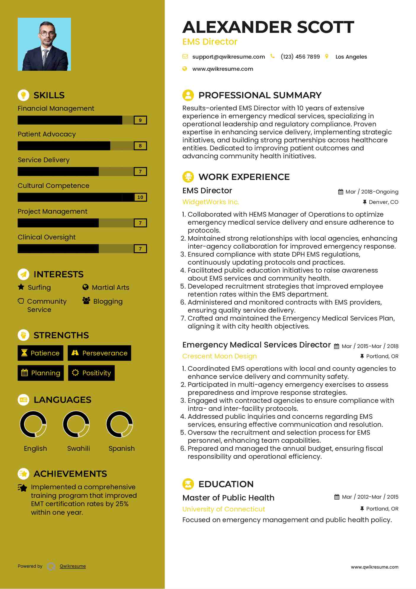 EMS Director Resume Template
