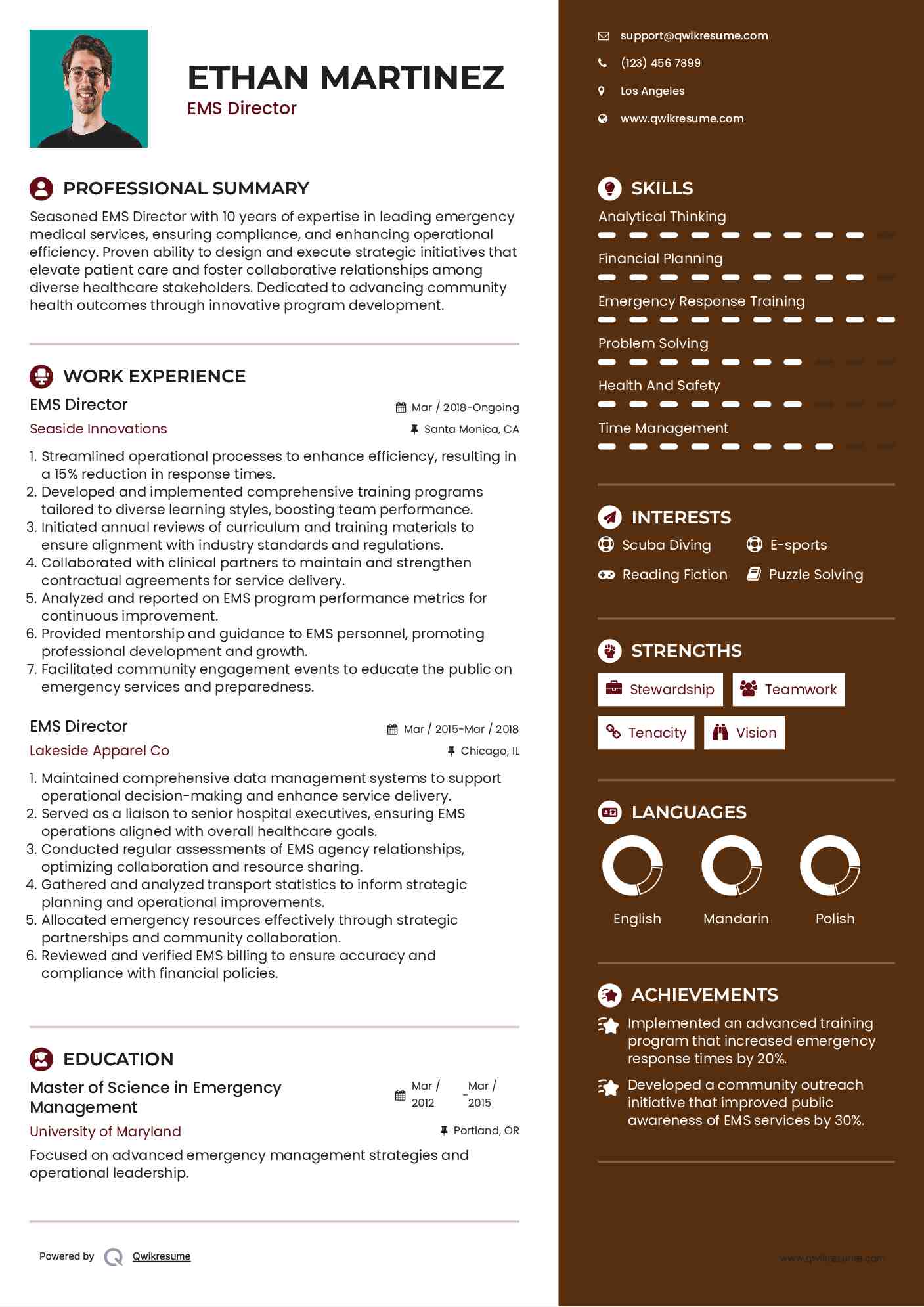 EMS Director Resume Template