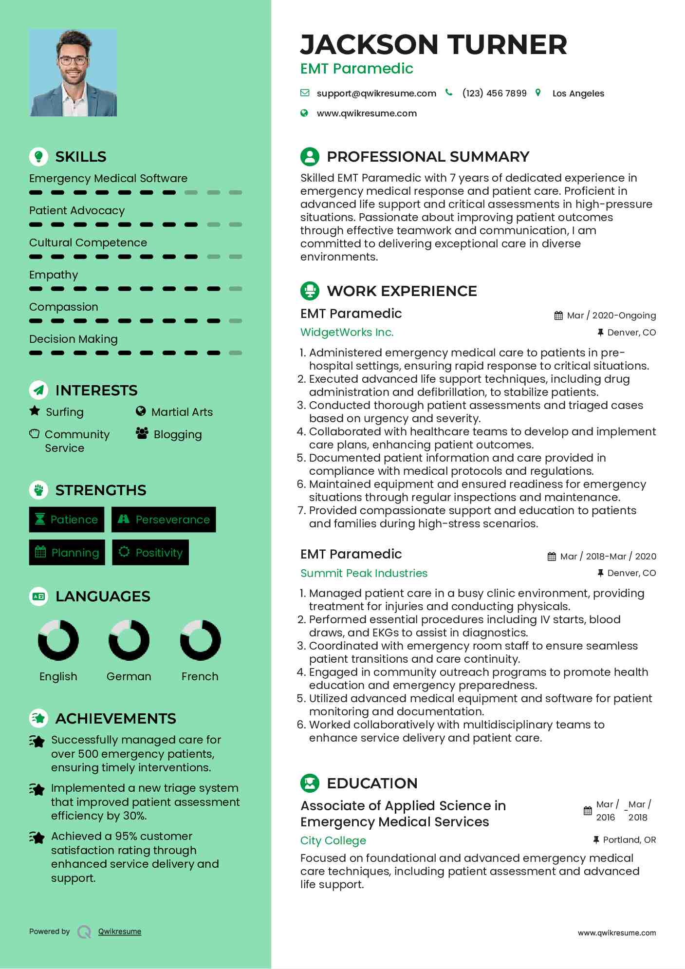 EMT Paramedic Resume Sample