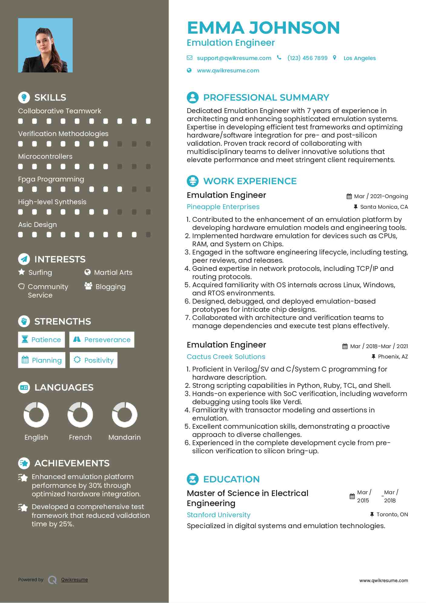 Emulation Engineer Resume Template