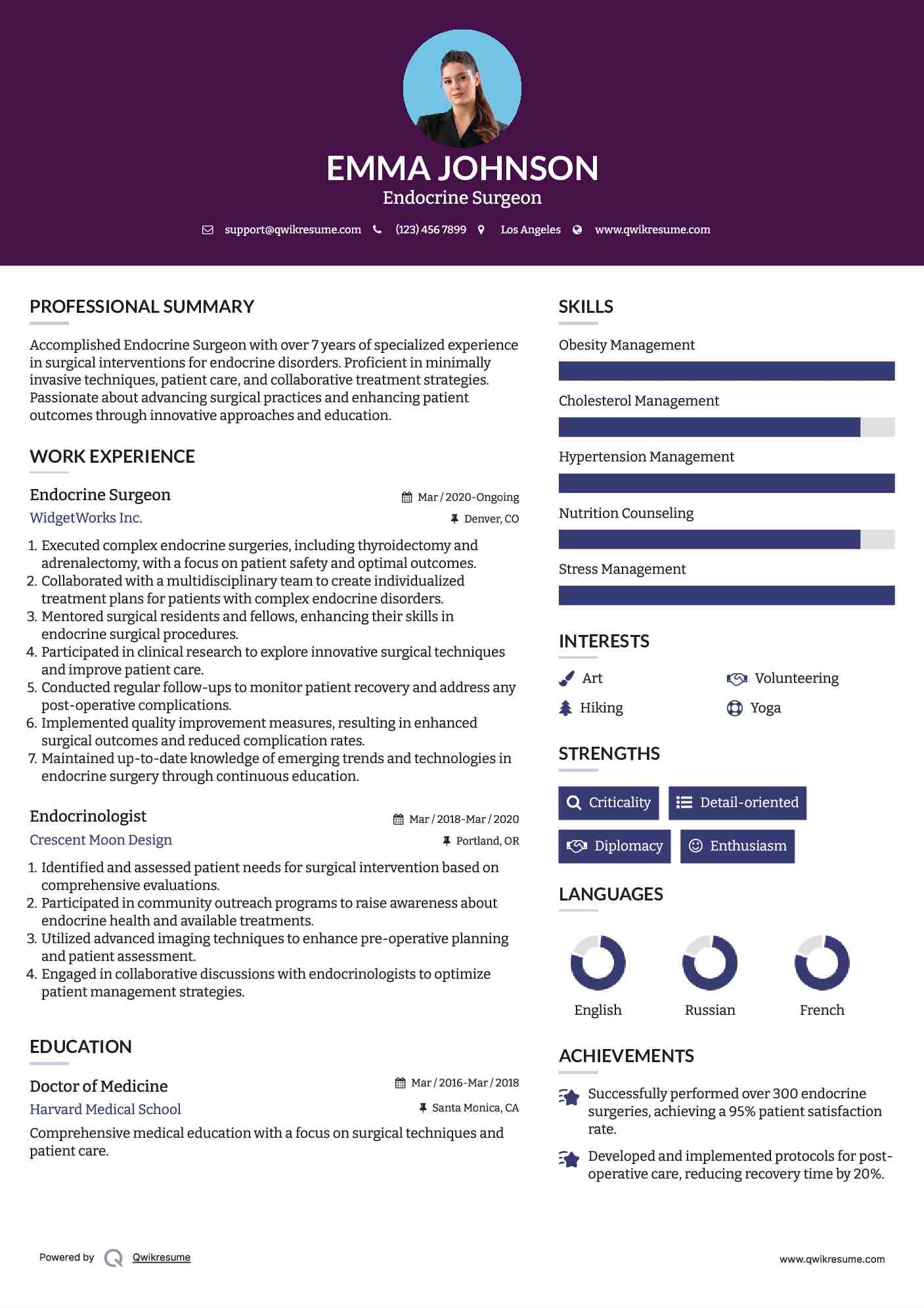 Endocrine Surgeon Resume Example