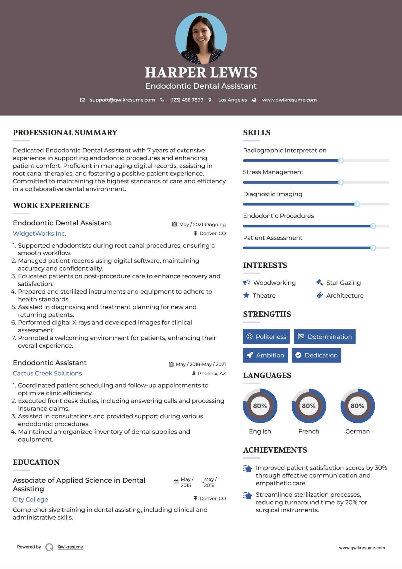 Endodontic Dental Assistant Resume Template