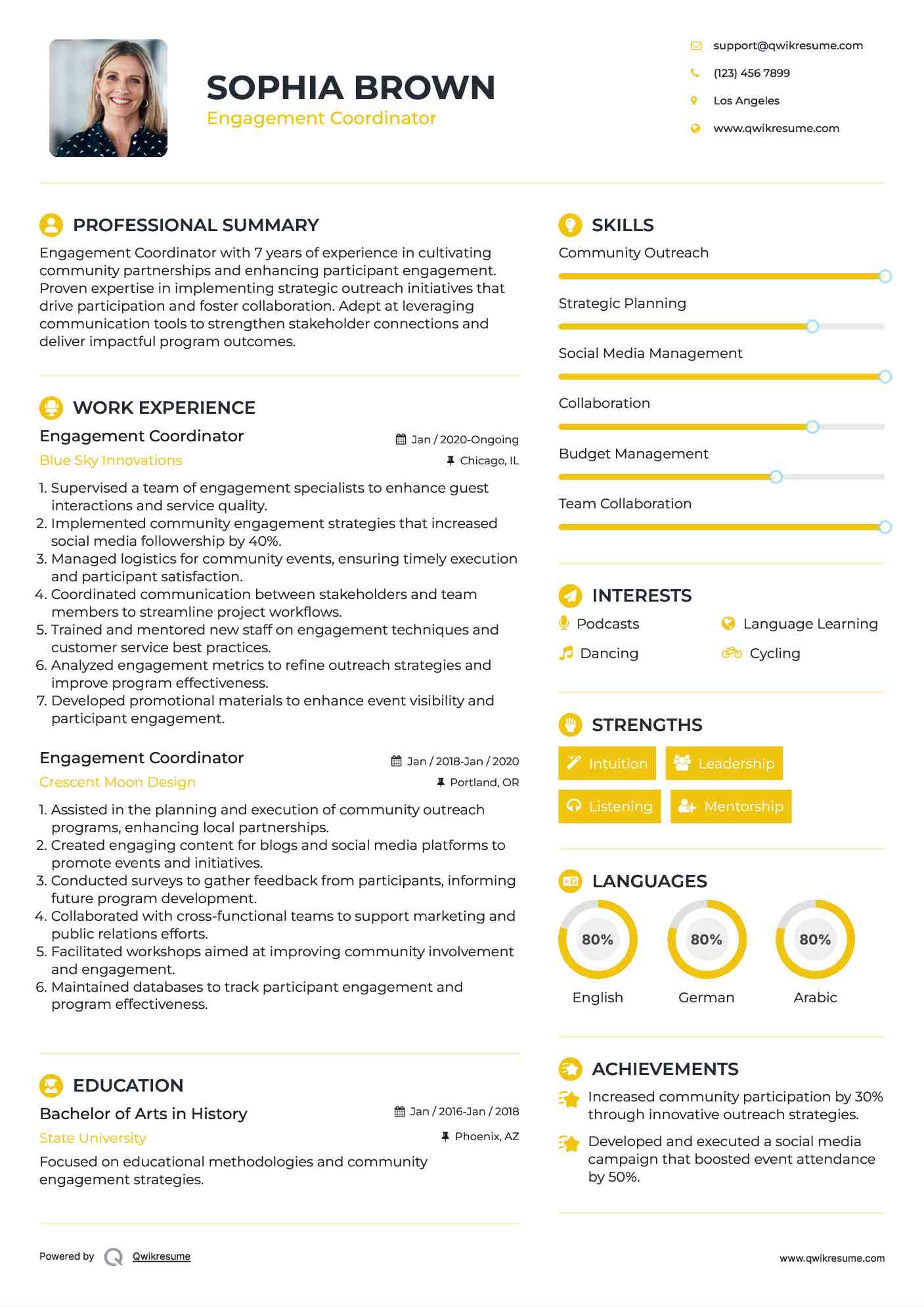 Engagement Coordinator Resume Format