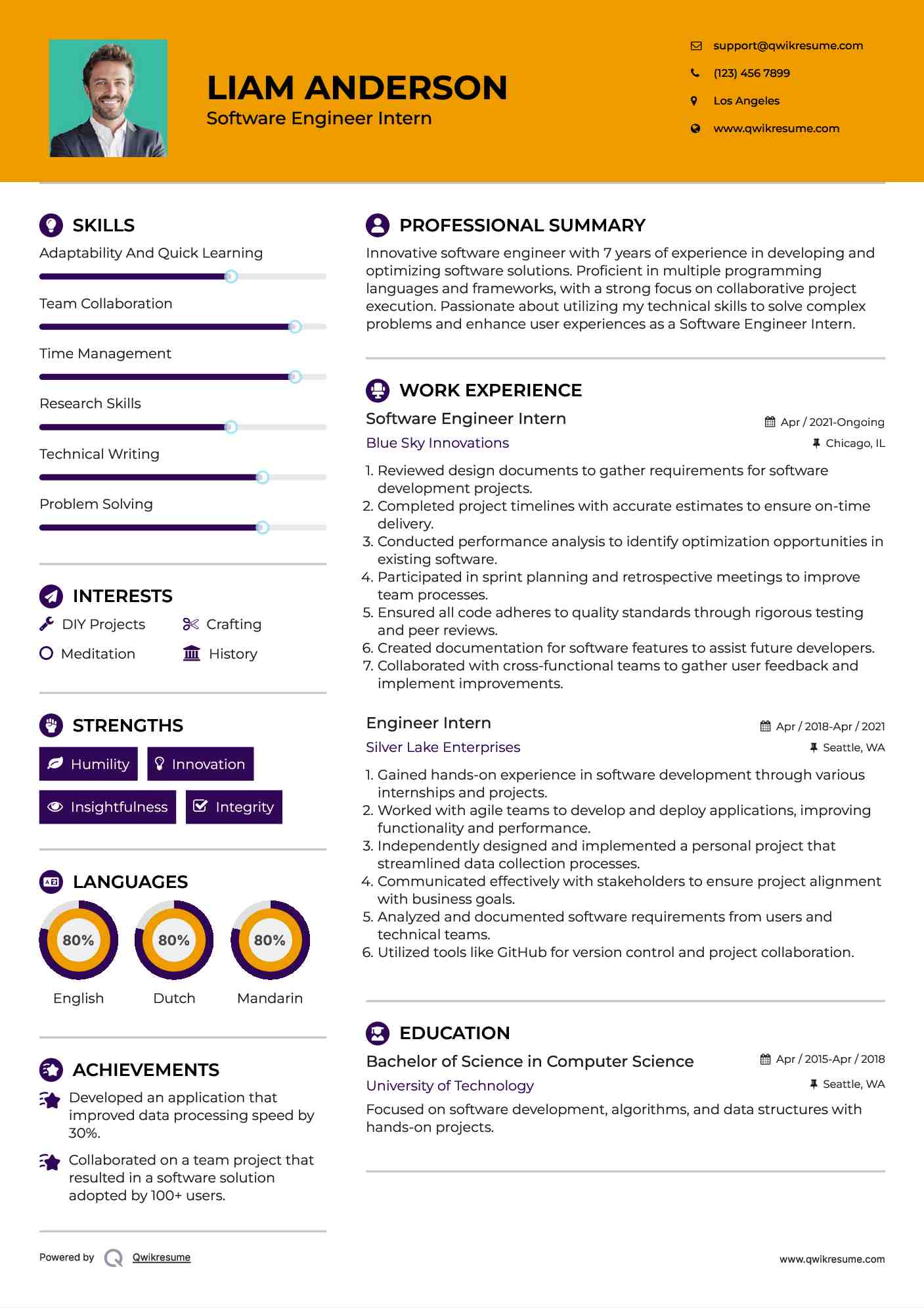 Software Engineer Intern Resume Model