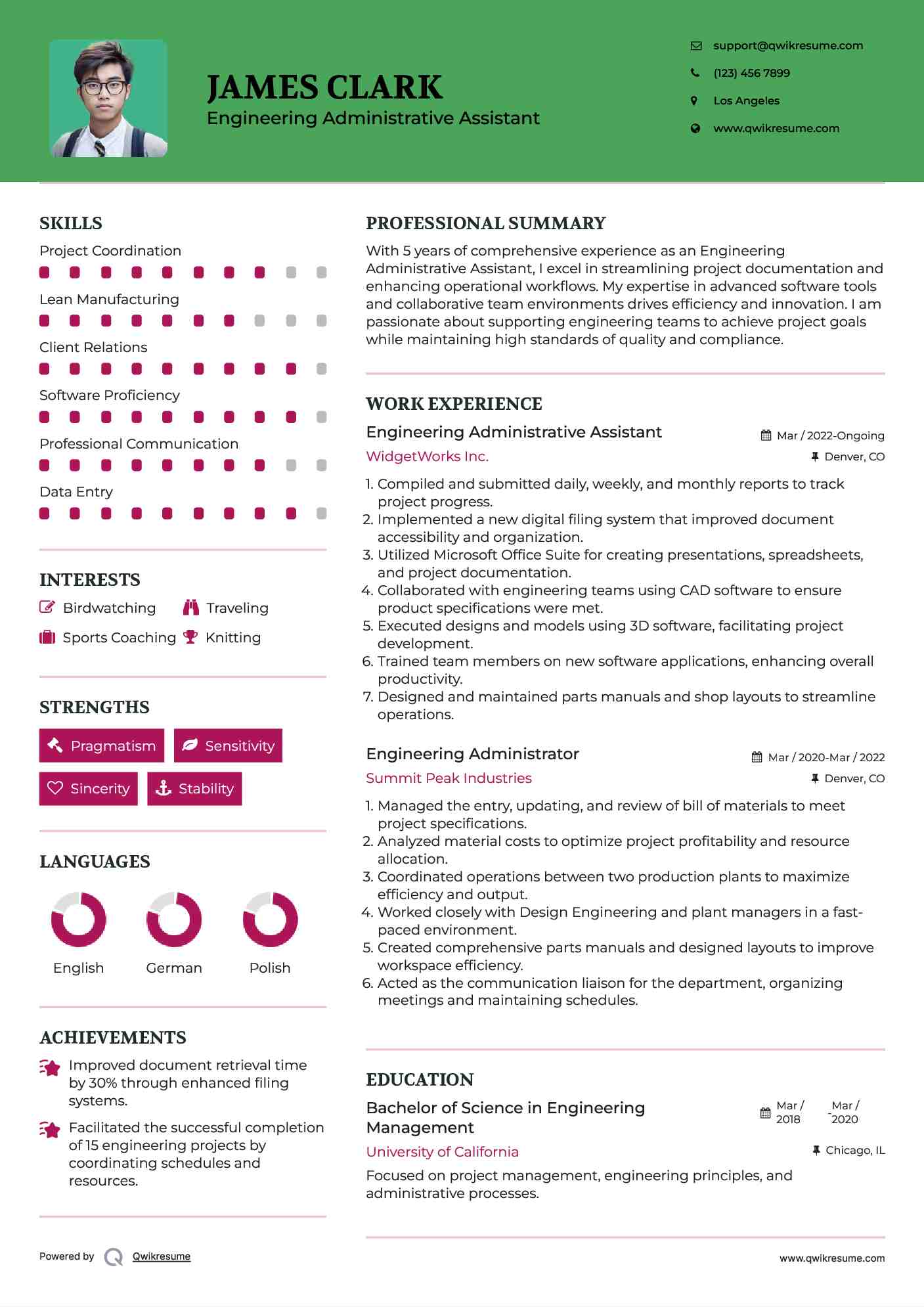 Engineering Administrative Assistant Resume Model