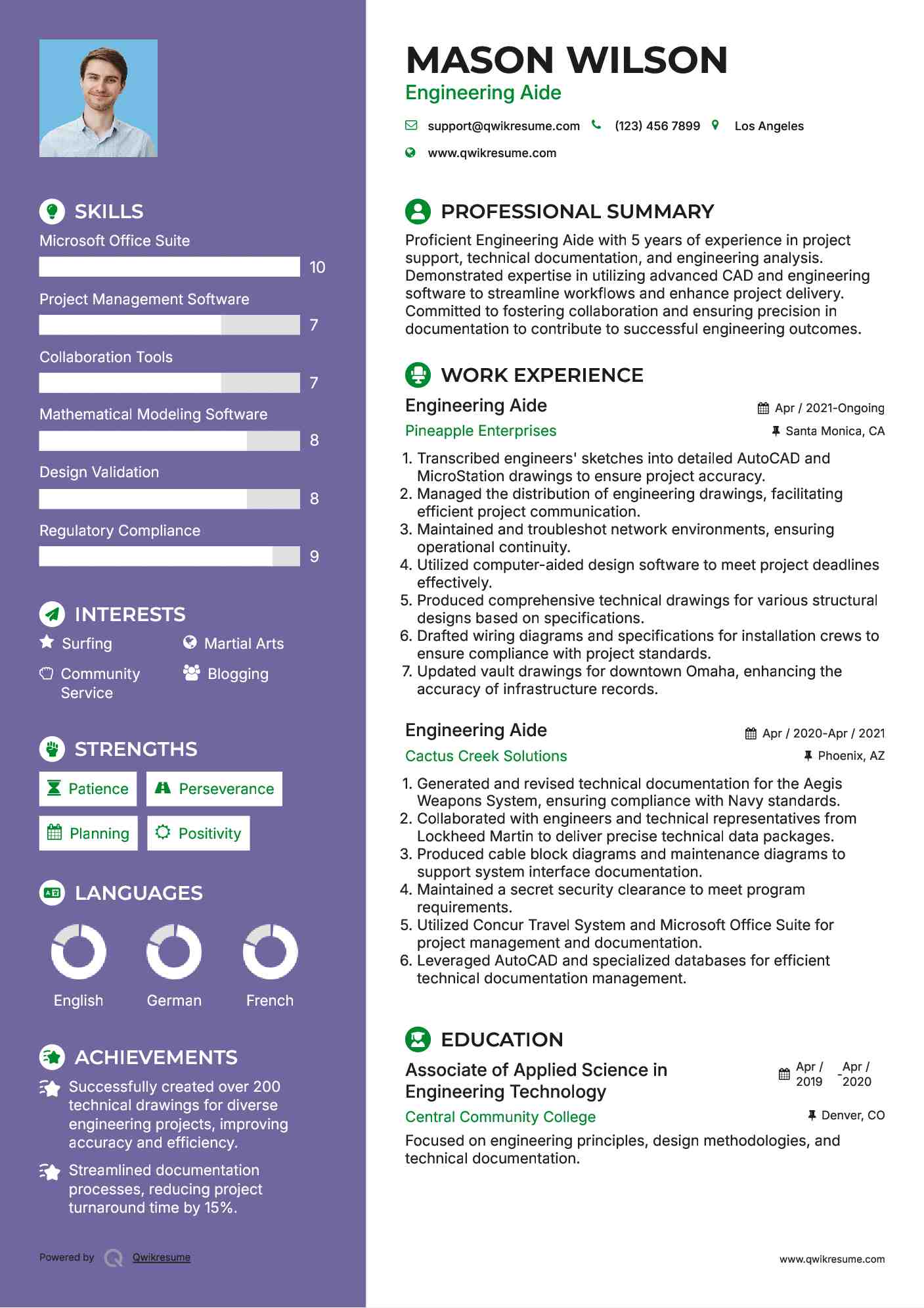 Engineering Aide Resume Format