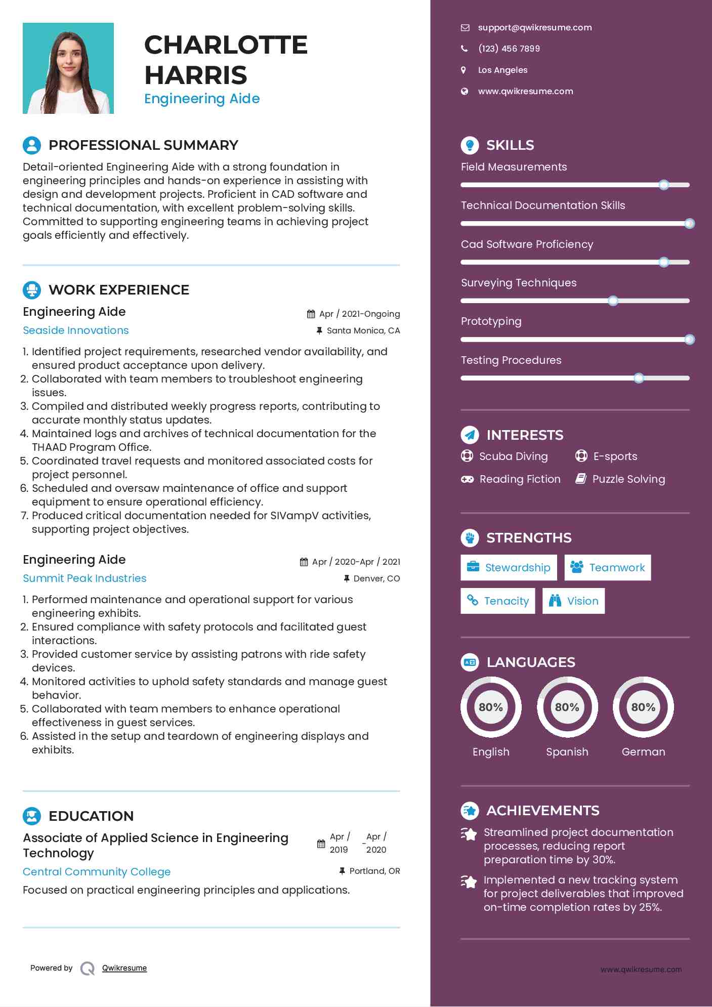 Engineering Aide Resume Format
