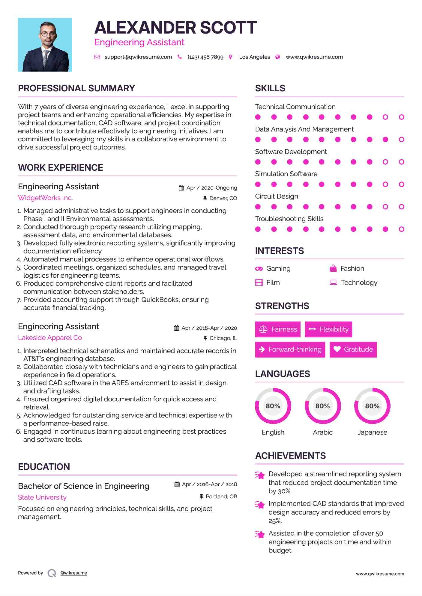 Engineering Assistant Resume Model