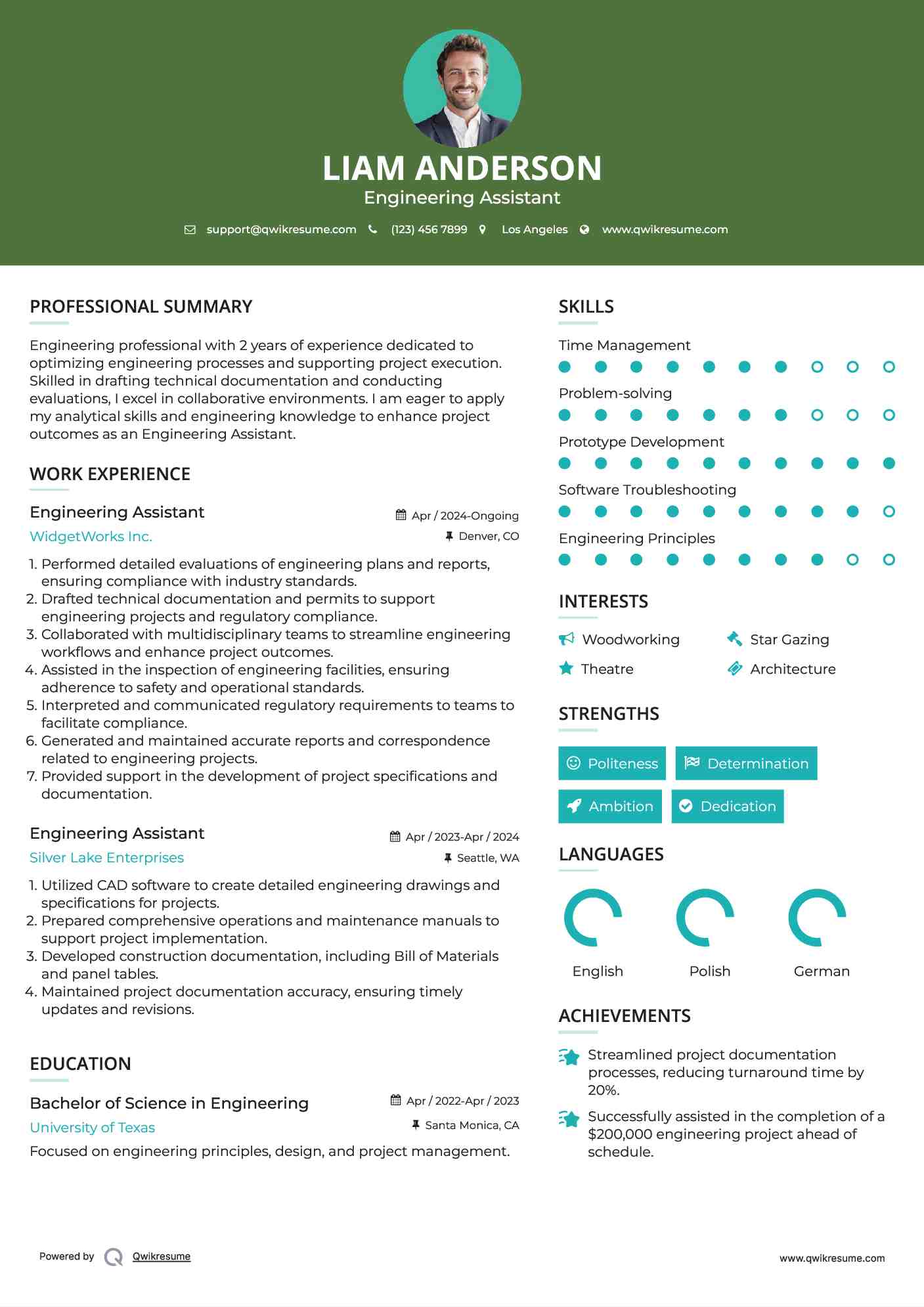 Engineering Assistant Resume Template