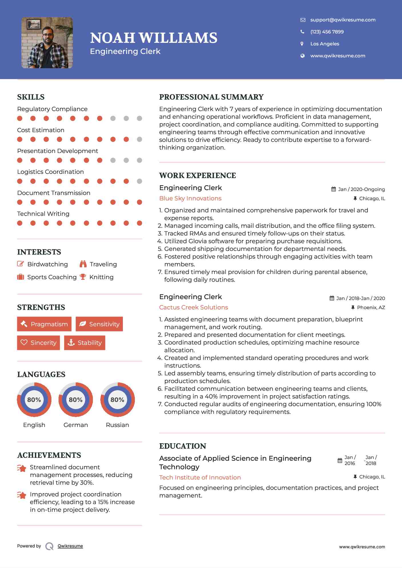 Engineering Clerk Resume Template