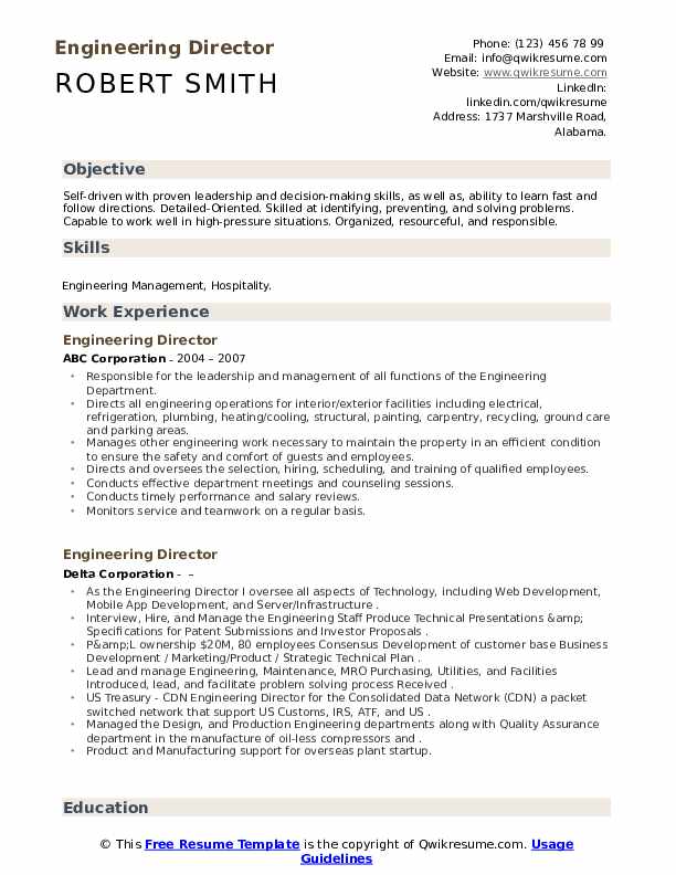 Engineering Director Resume Samples - Engineering Director 1587970224 Pdf 