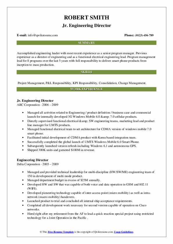 Engineering Director Resume Samples - Engineering Director 1587970368 Pdf 