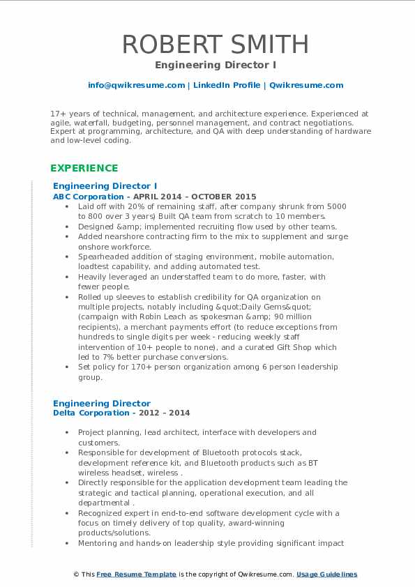 Engineering Director Resume Samples - Engineering Director 1587970415 Pdf 