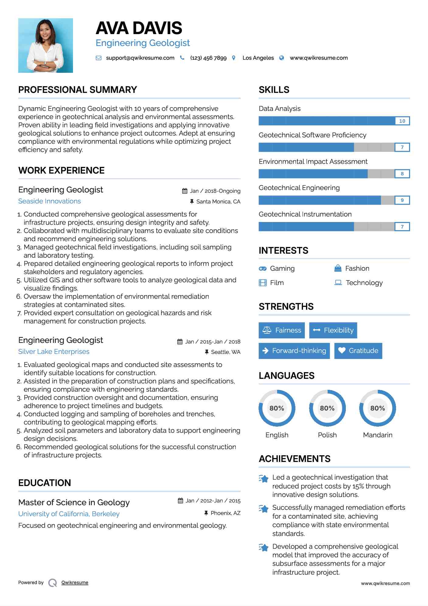 Engineering Geologist Resume Model