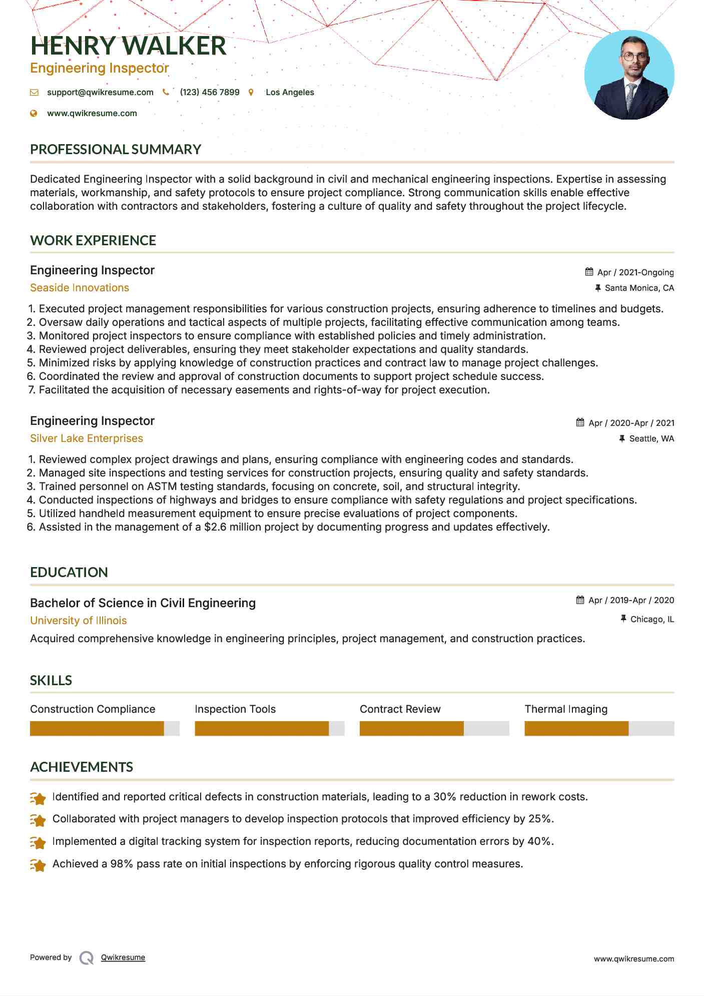 Engineering Inspector Resume Model