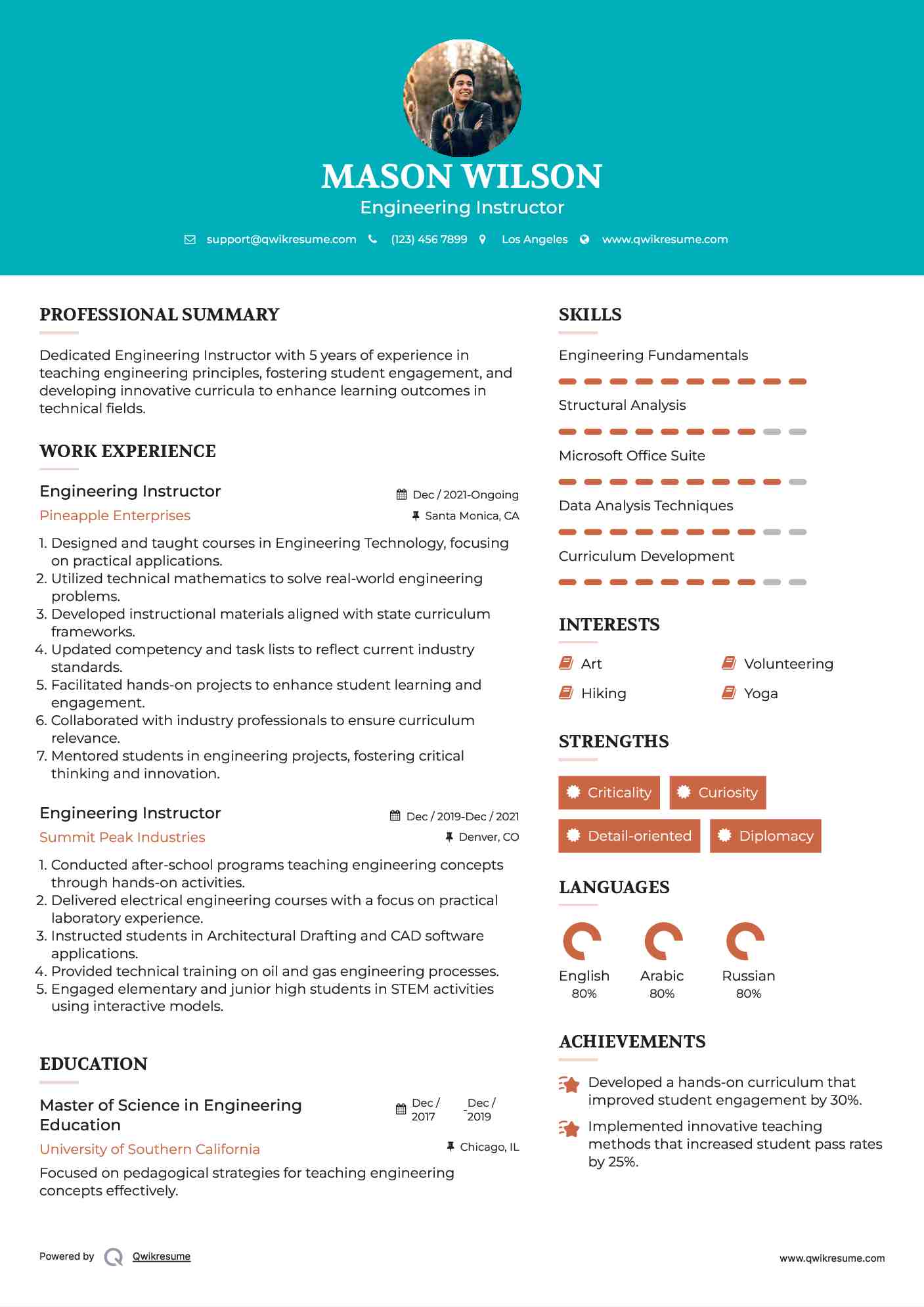 Engineering Instructor Resume Template