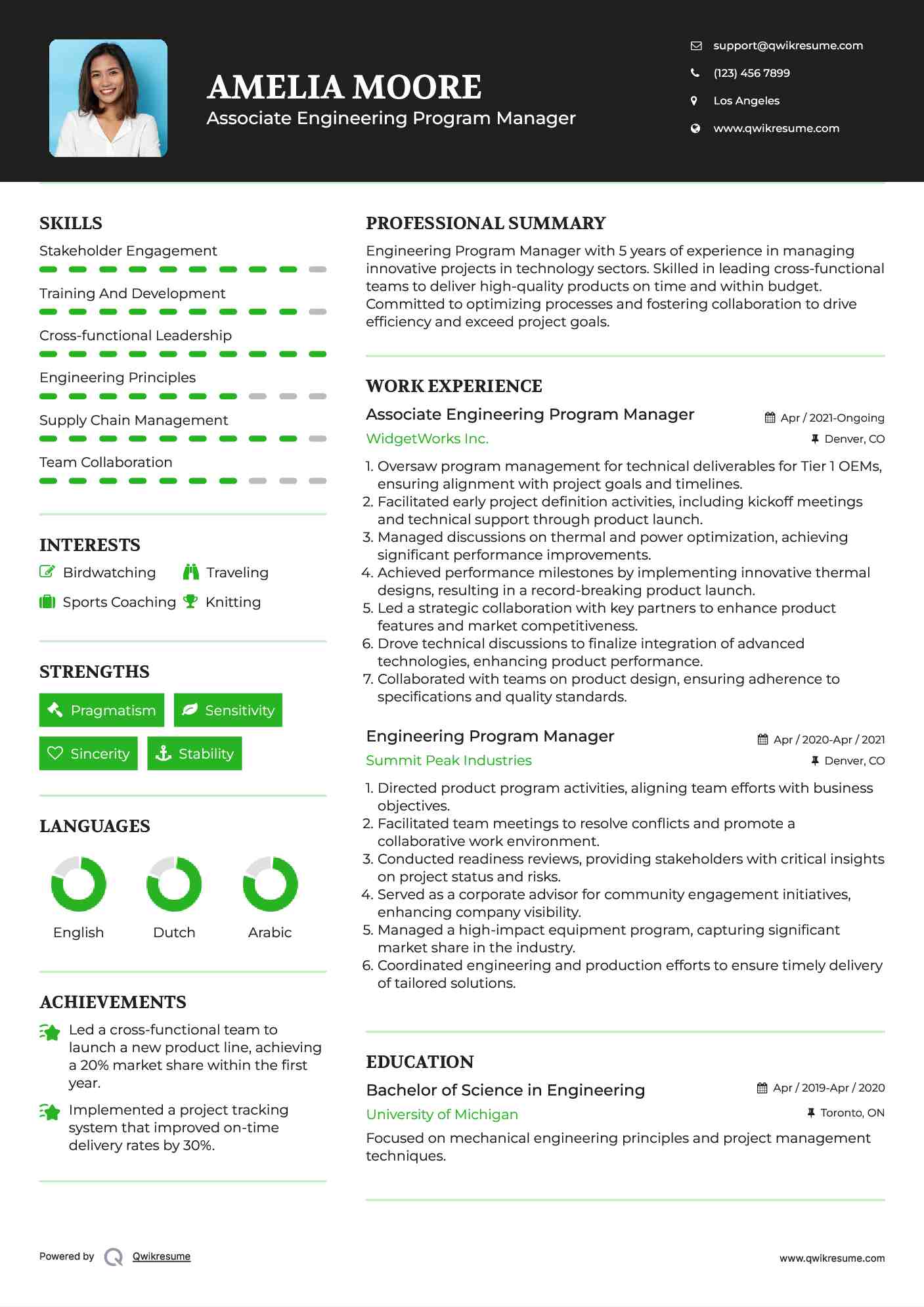 Engineering Program Manager Resume Samples QwikResume