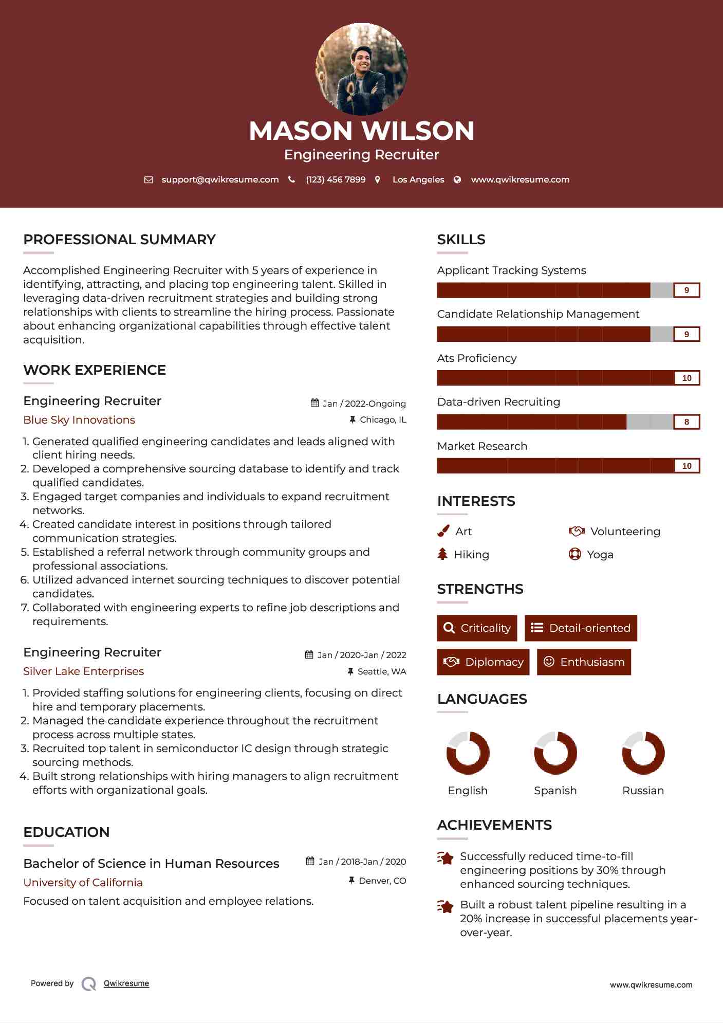 Engineering Recruiter Resume Template