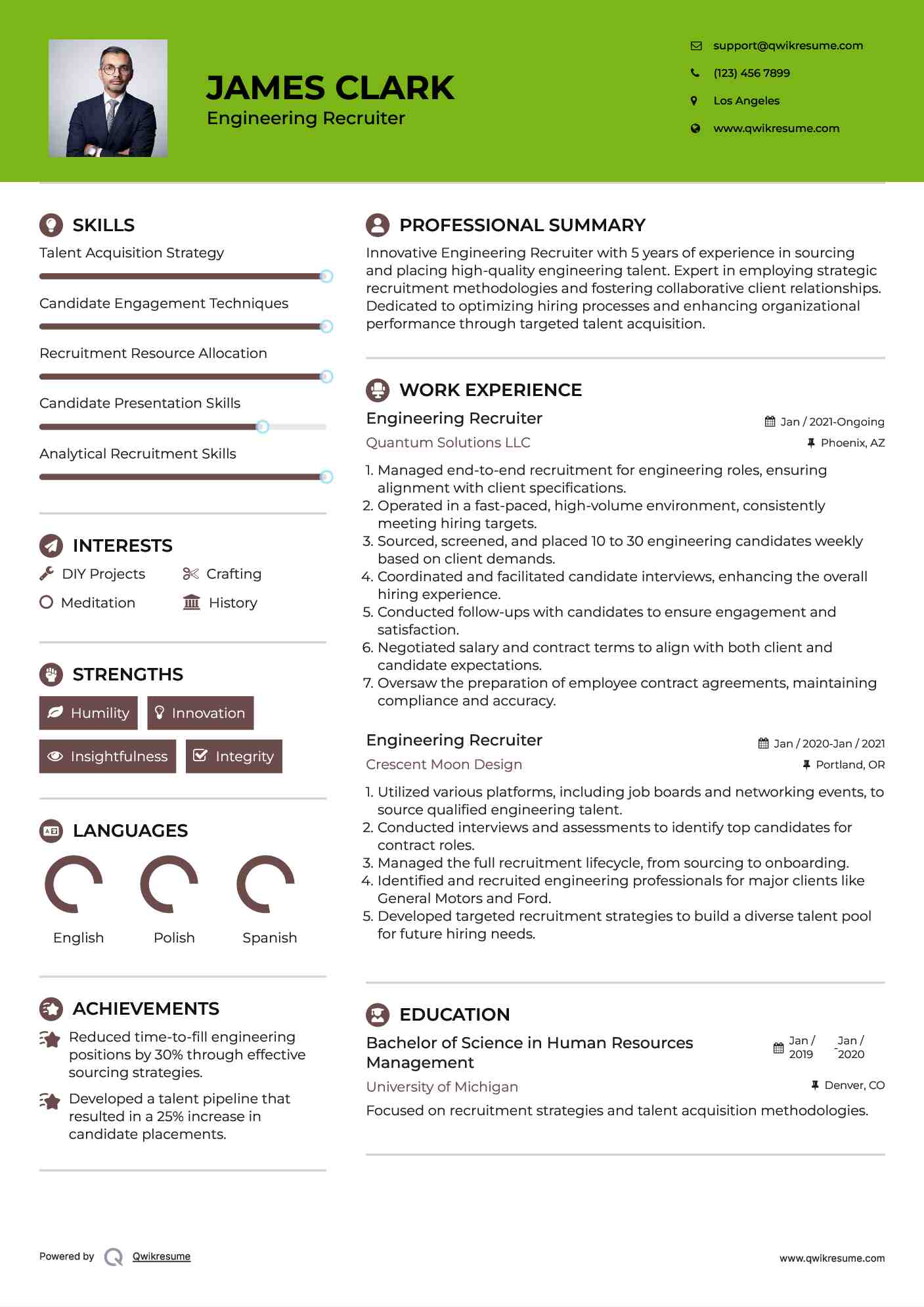 Engineering Recruiter Resume Format