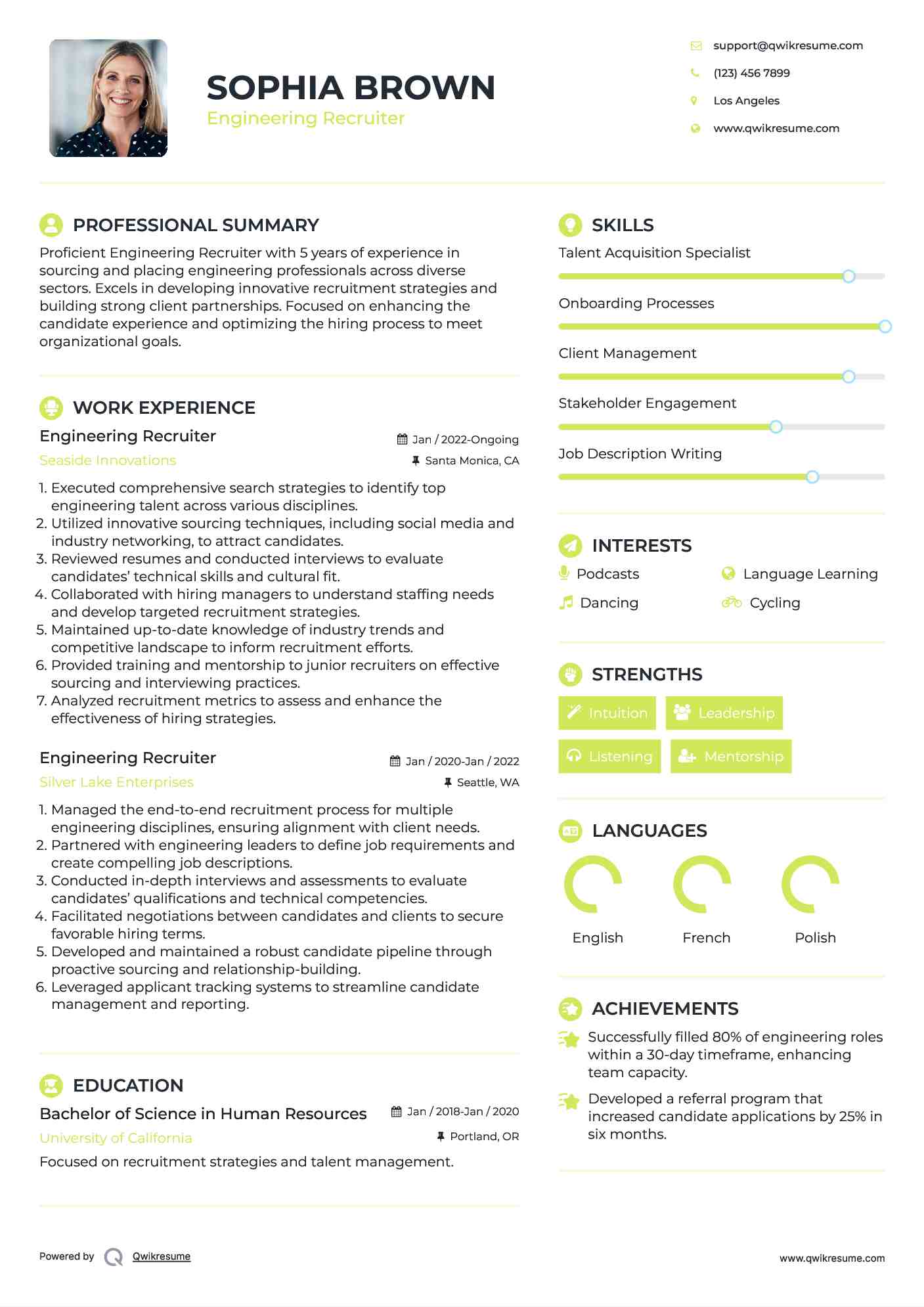 Engineering Recruiter Resume Model