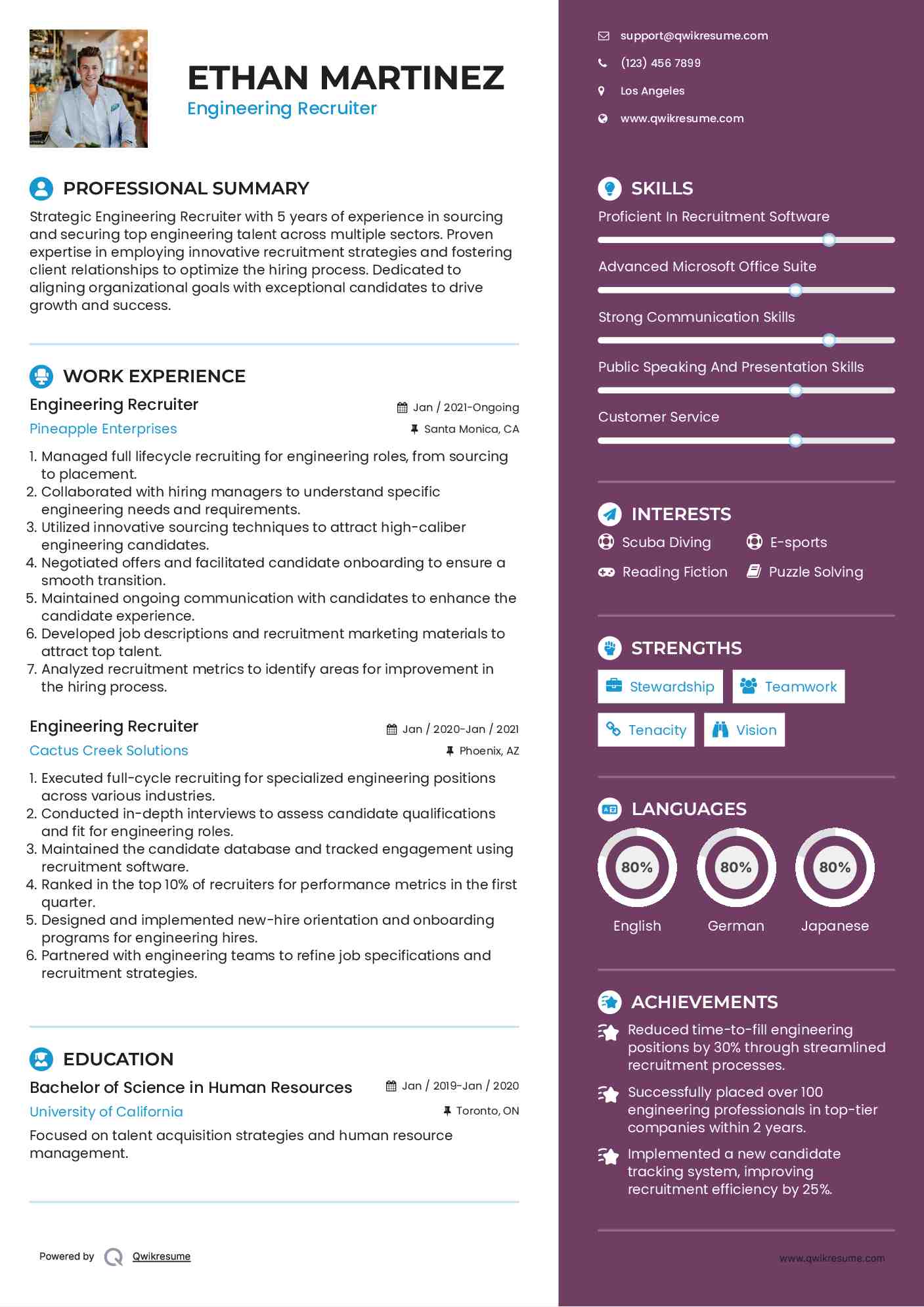 Engineering Recruiter Resume Format