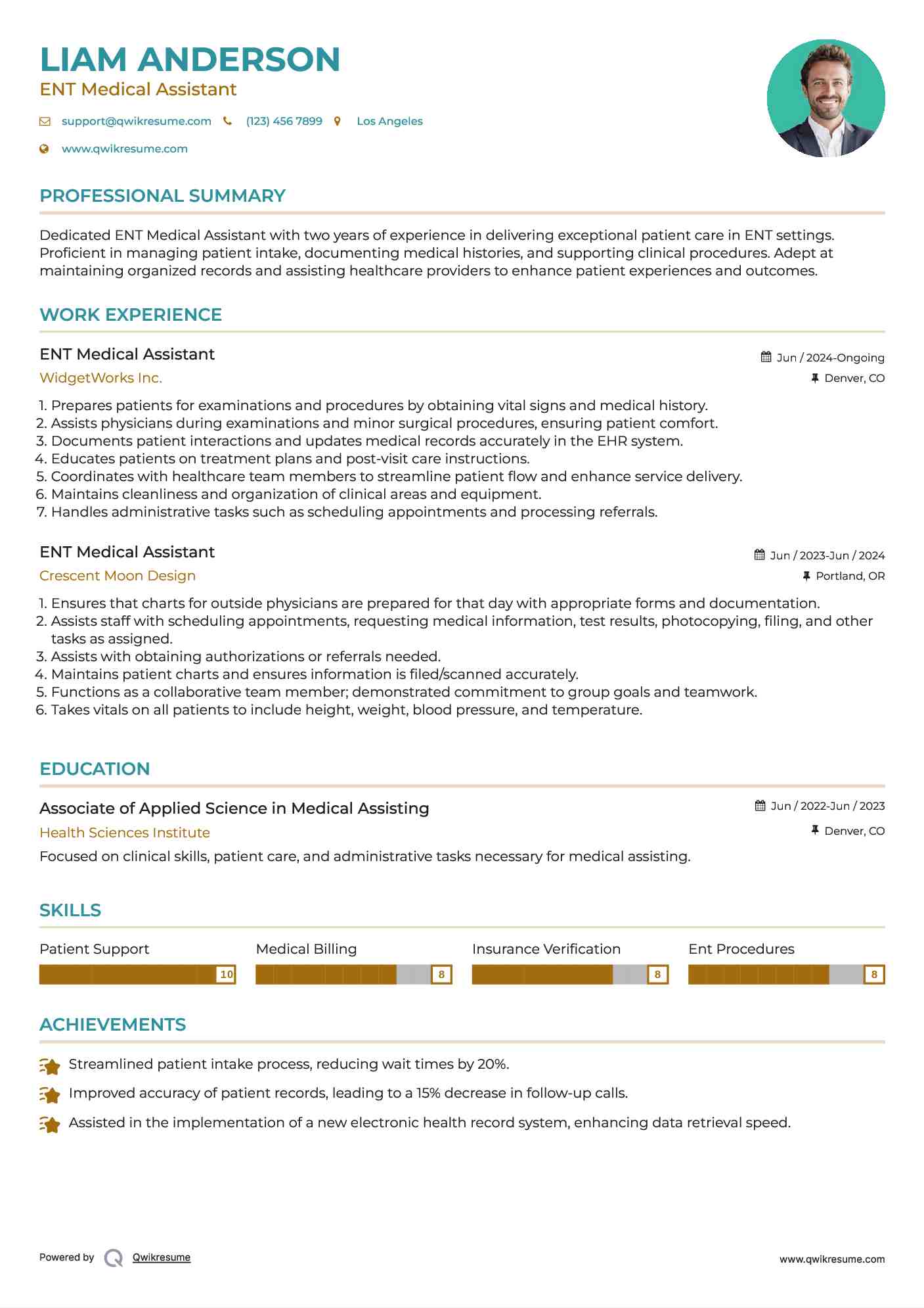 ENT Medical Assistant Resume Example