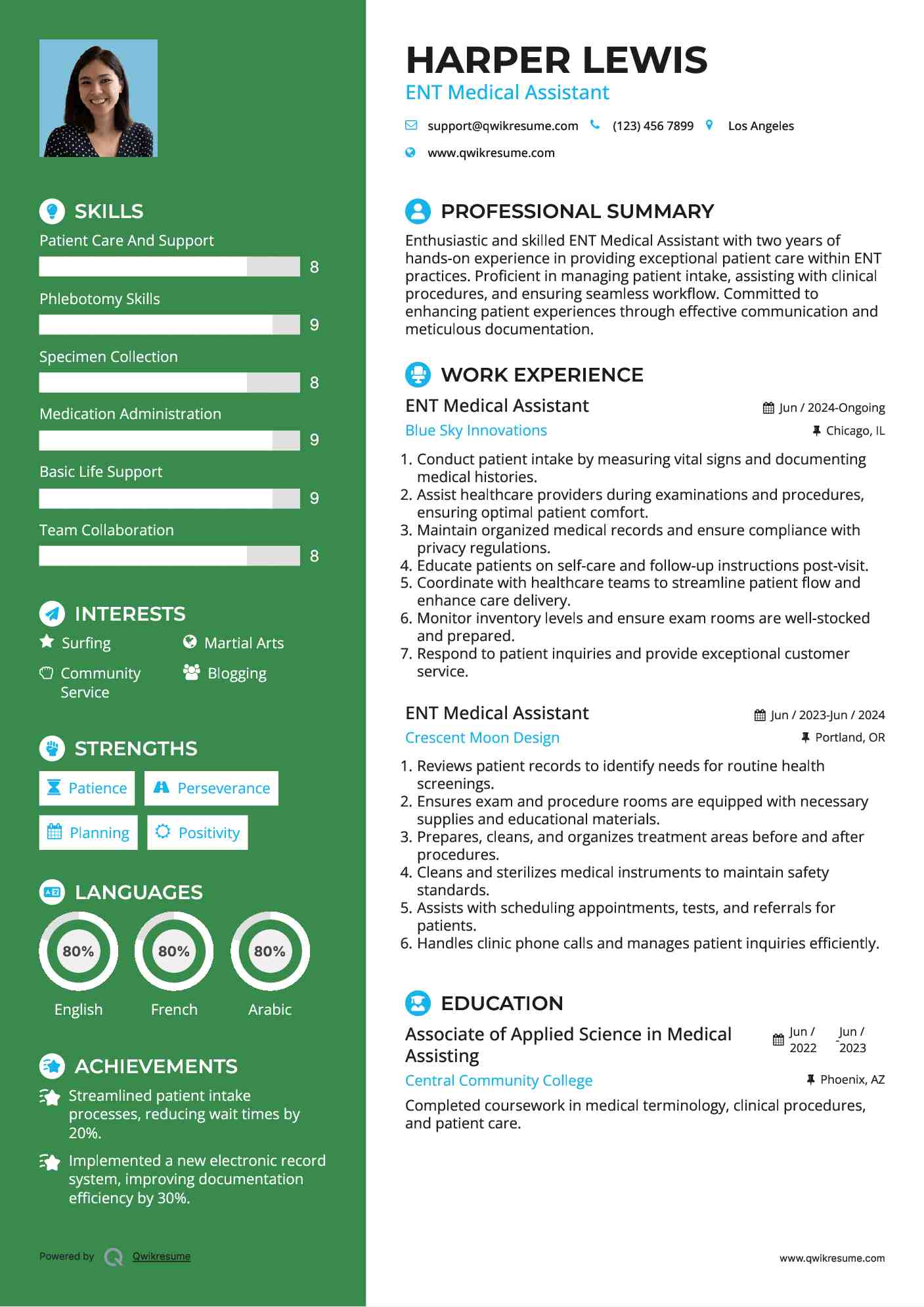 ENT Medical Assistant Resume Sample