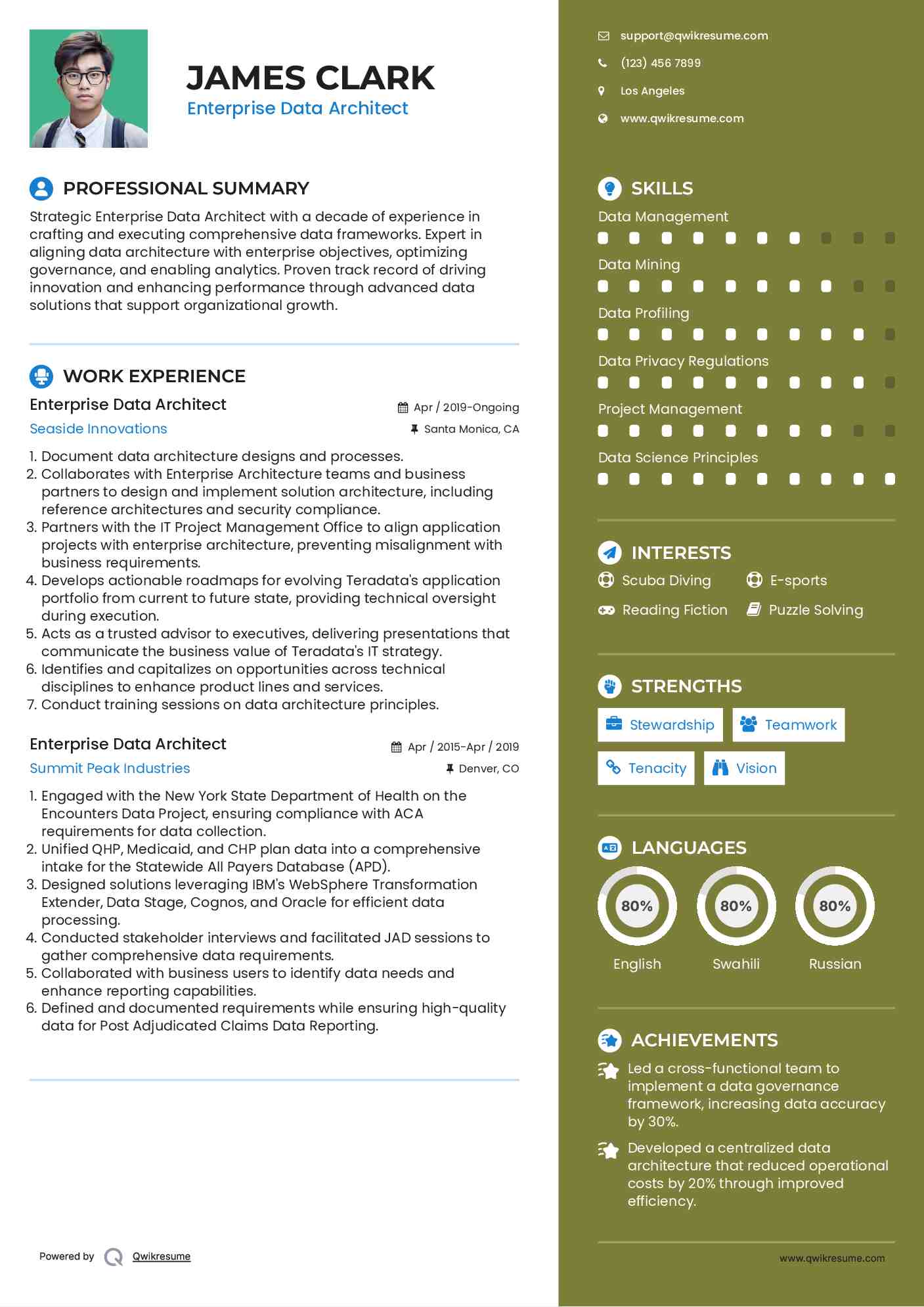 Enterprise Data Architect Resume Sample