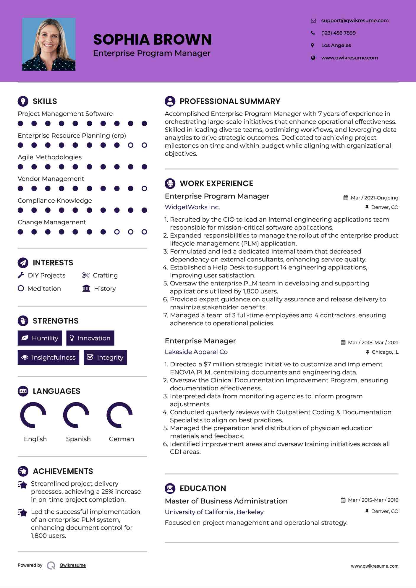 Enterprise Program Manager Resume Template
