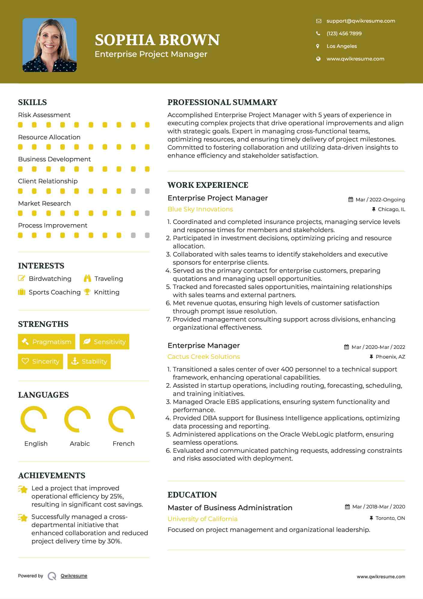 Enterprise Project Manager Resume Template
