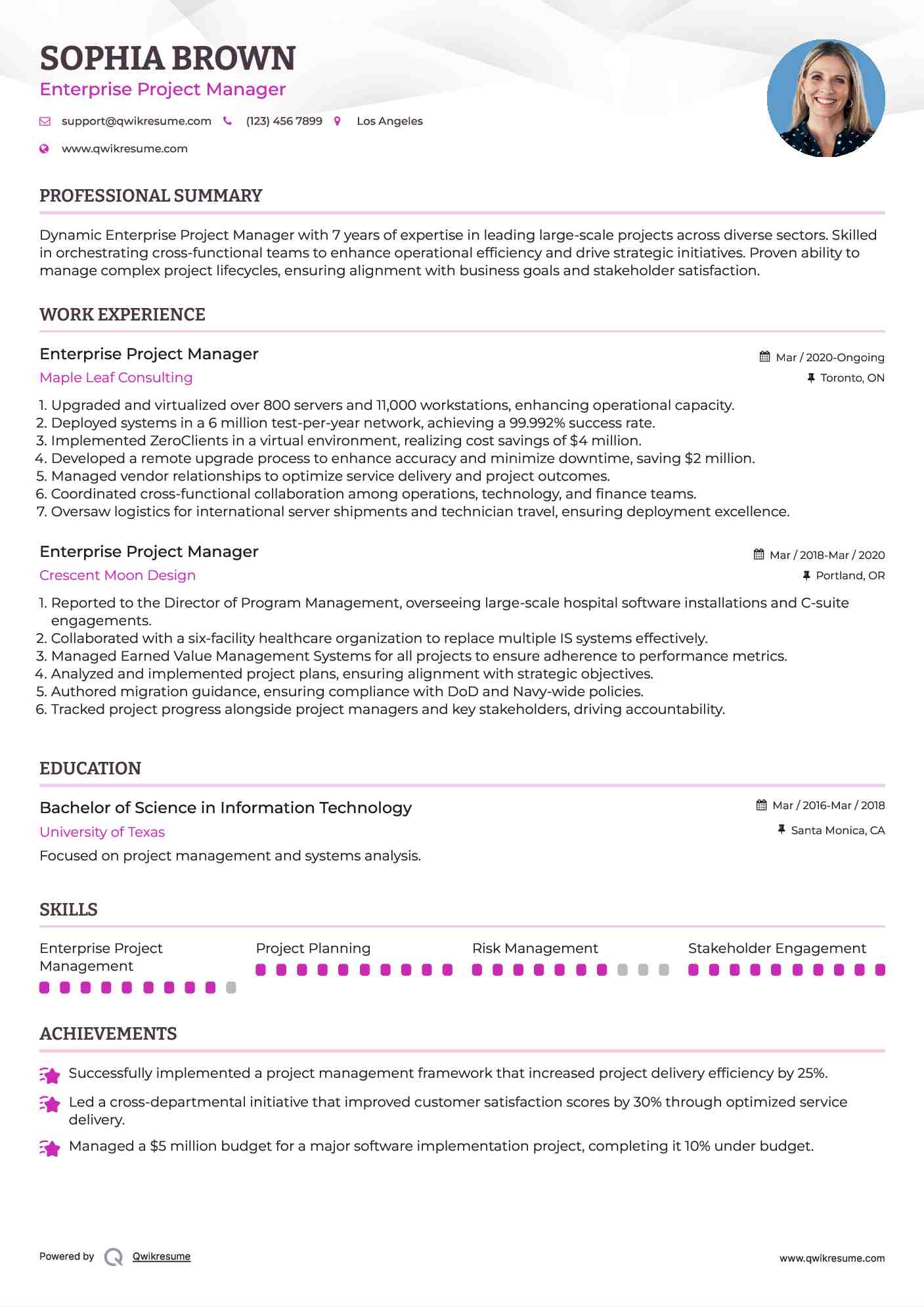 Enterprise Project Manager Resume Template