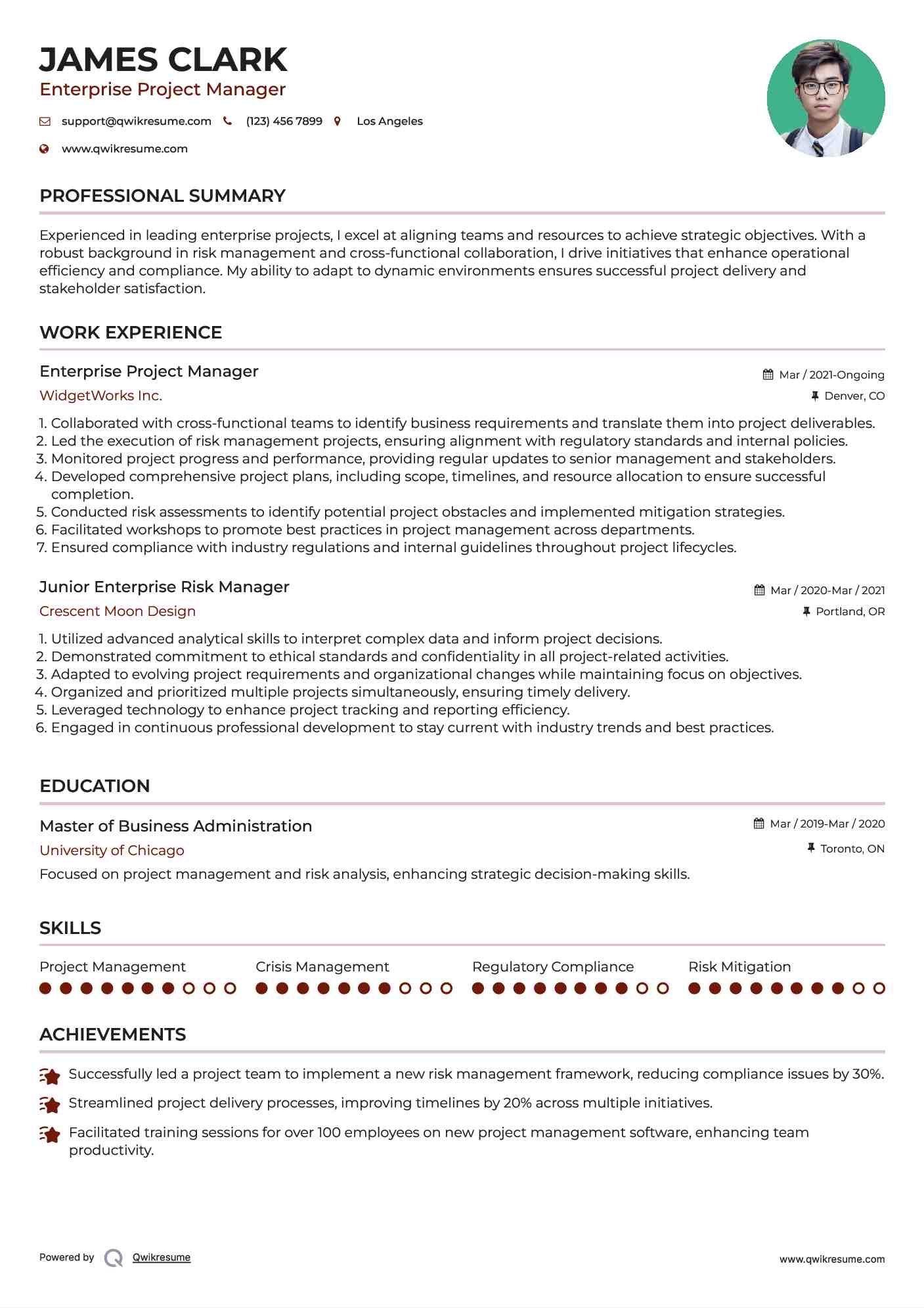 Enterprise Project Manager Resume Sample