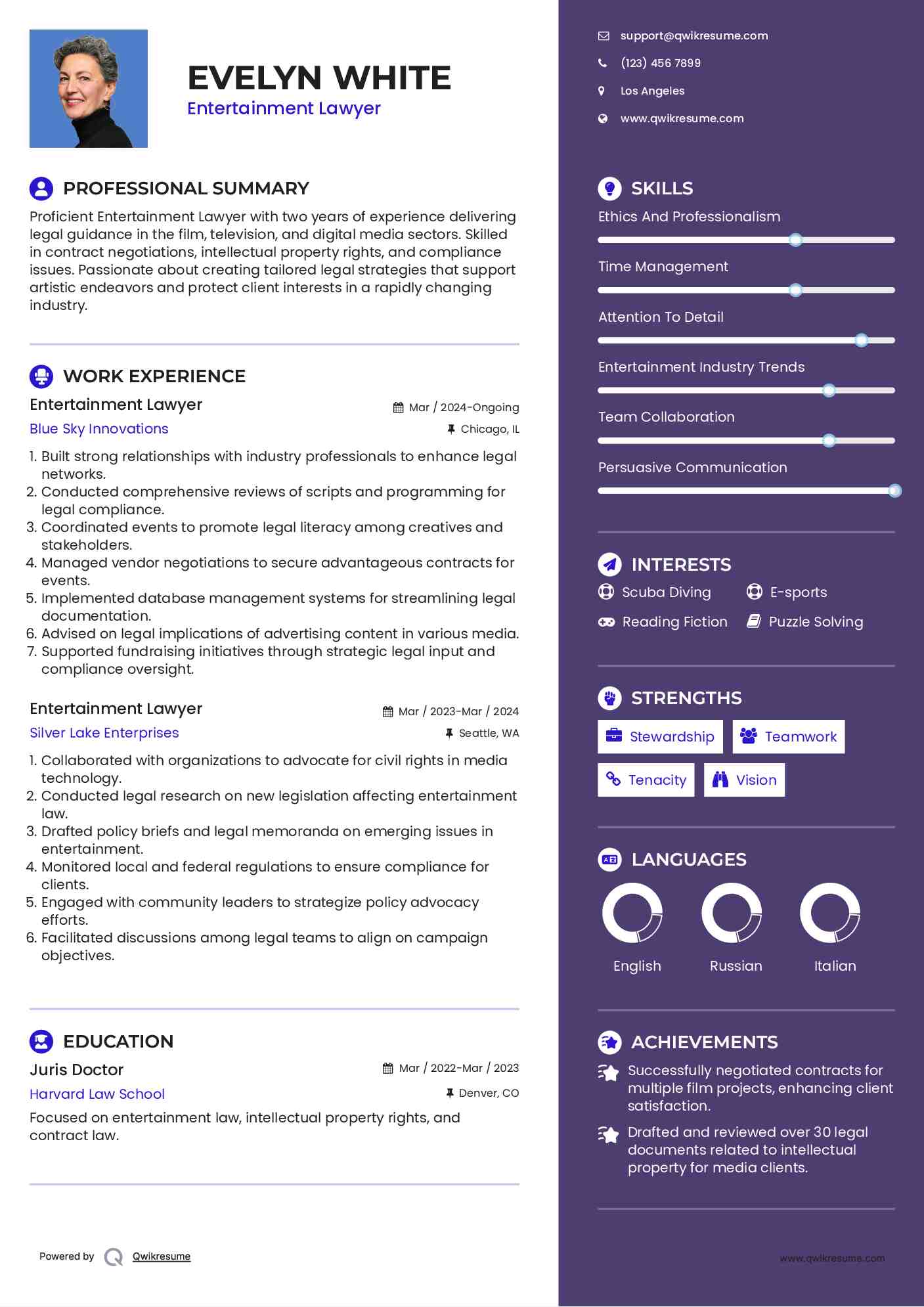 Entertainment Lawyer Resume Template