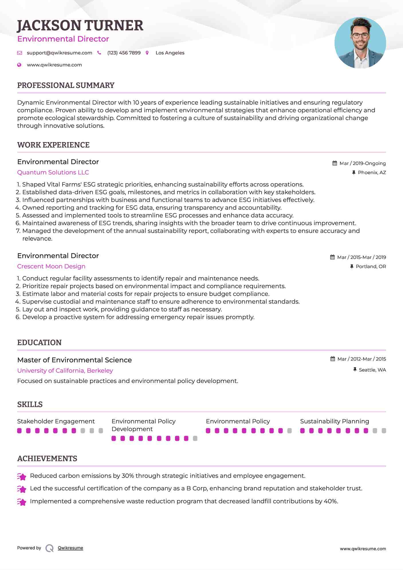 Environmental Director Resume Model
