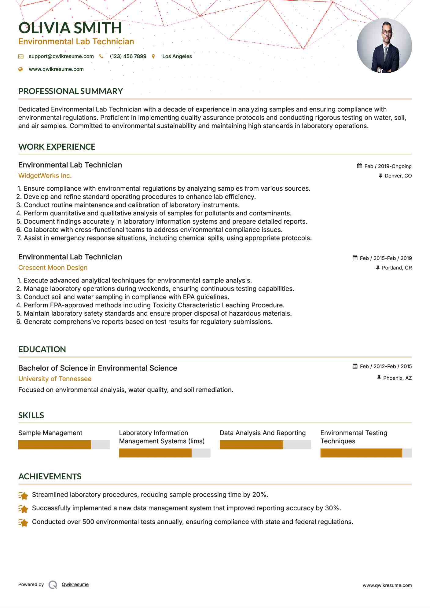 Environmental Lab Technician Resume Format