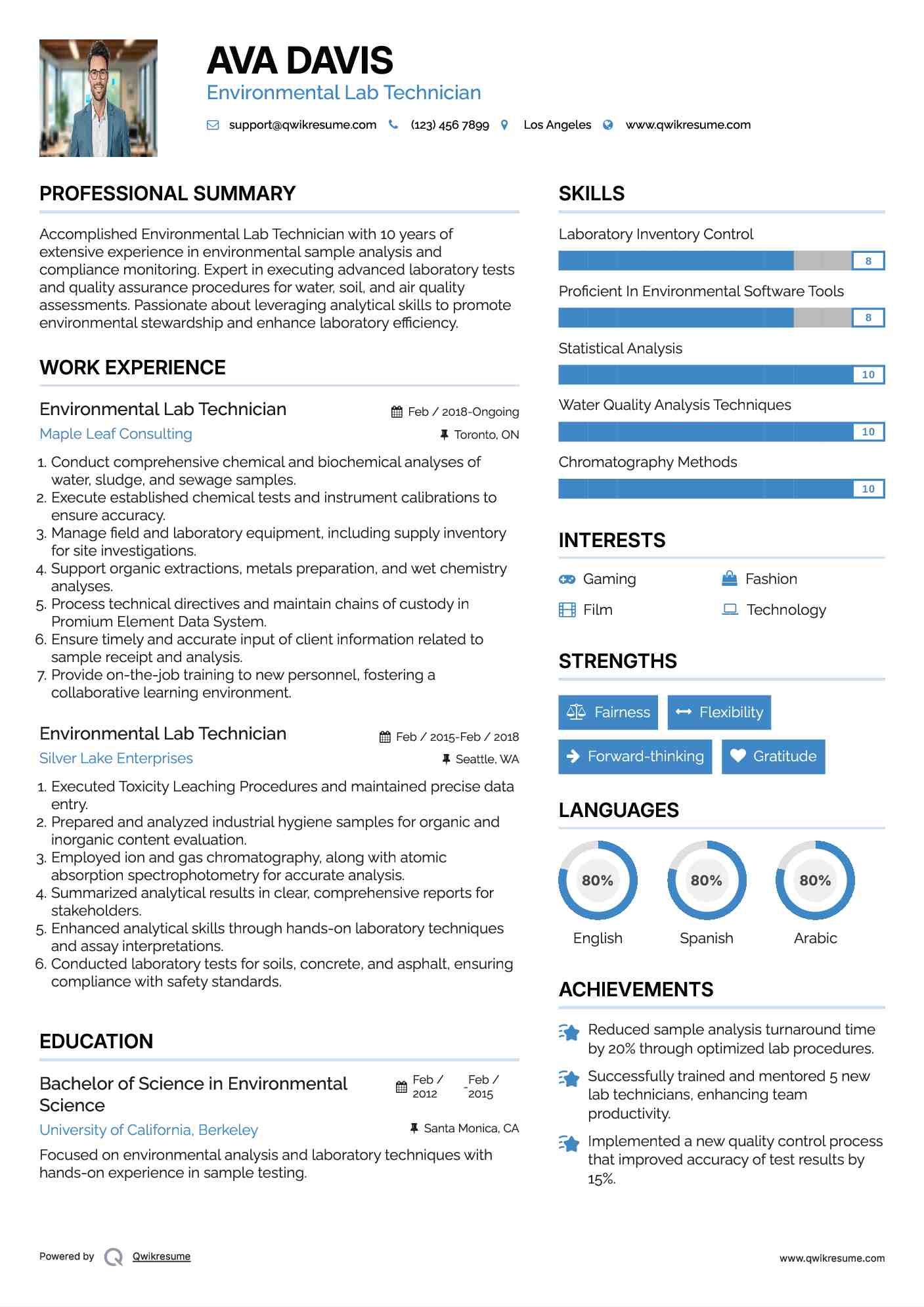 Environmental Lab Technician Resume Samples QwikResume