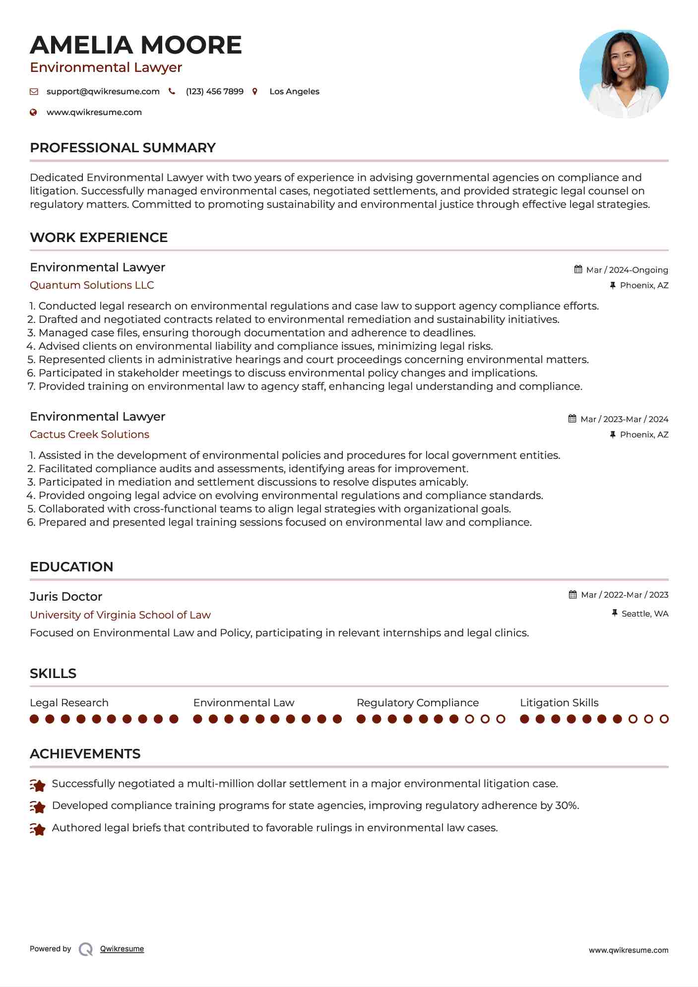 Environmental Lawyer Resume Model