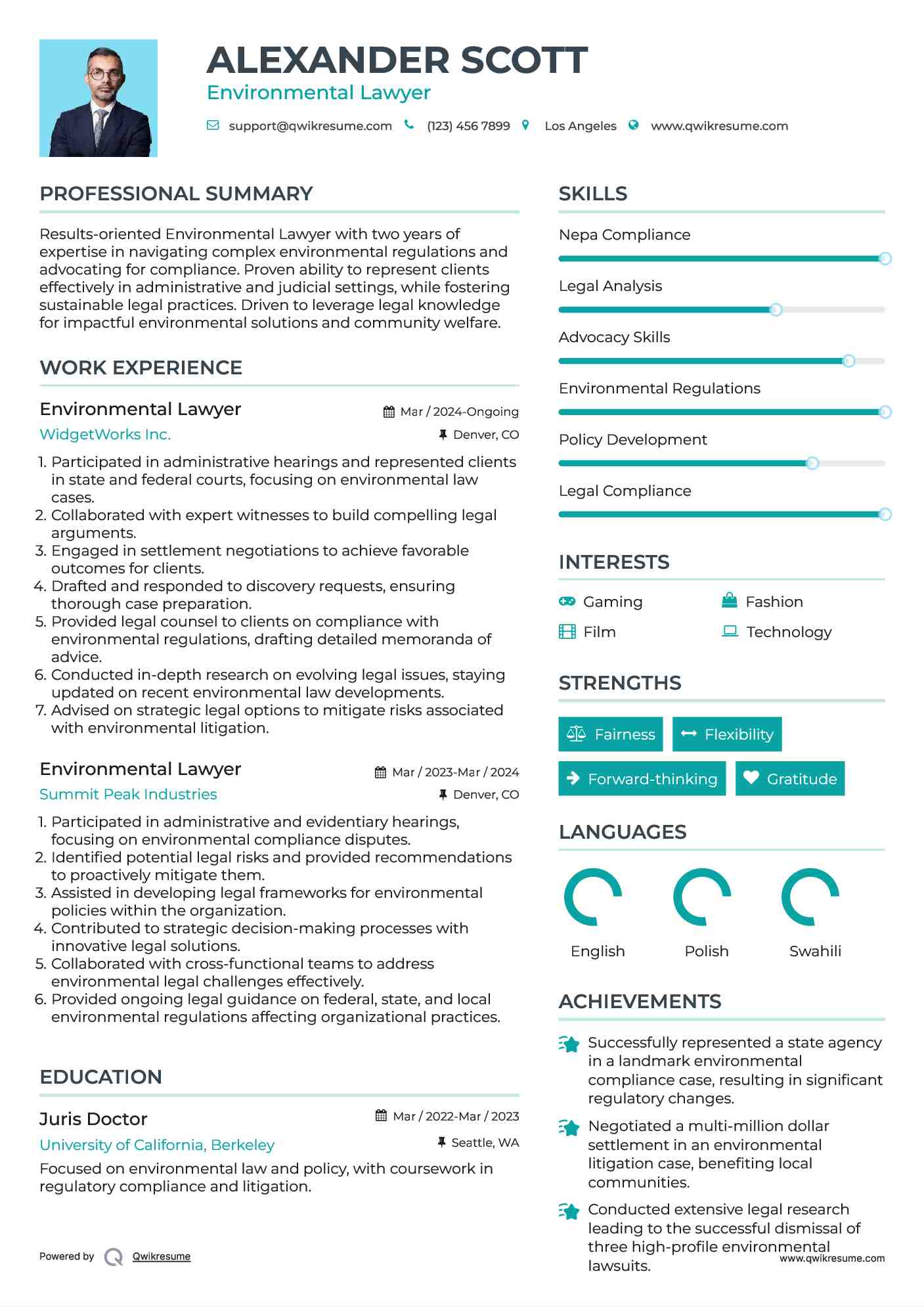 Environmental Lawyer Resume Template