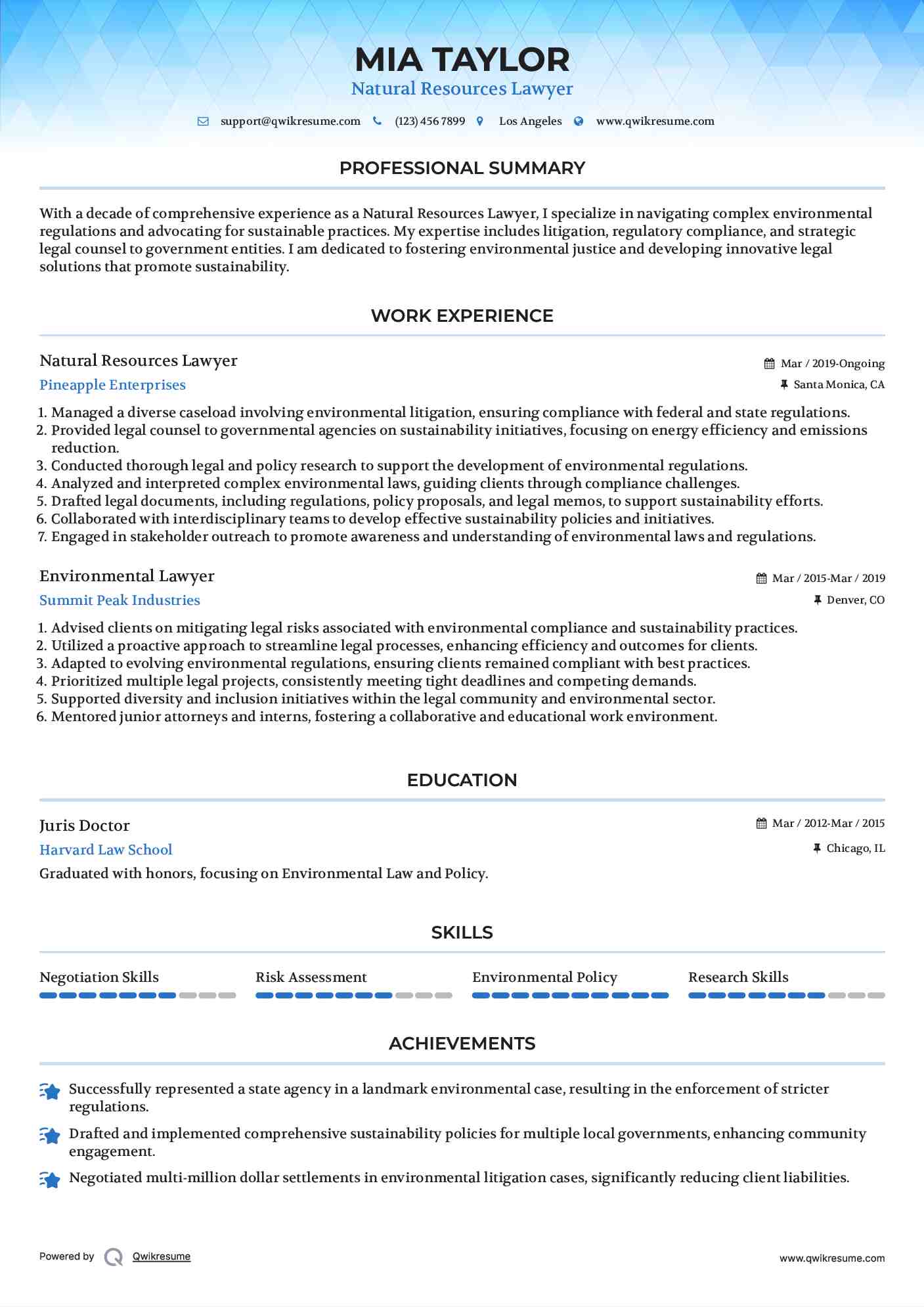 Natural Resources Lawyer Resume Template