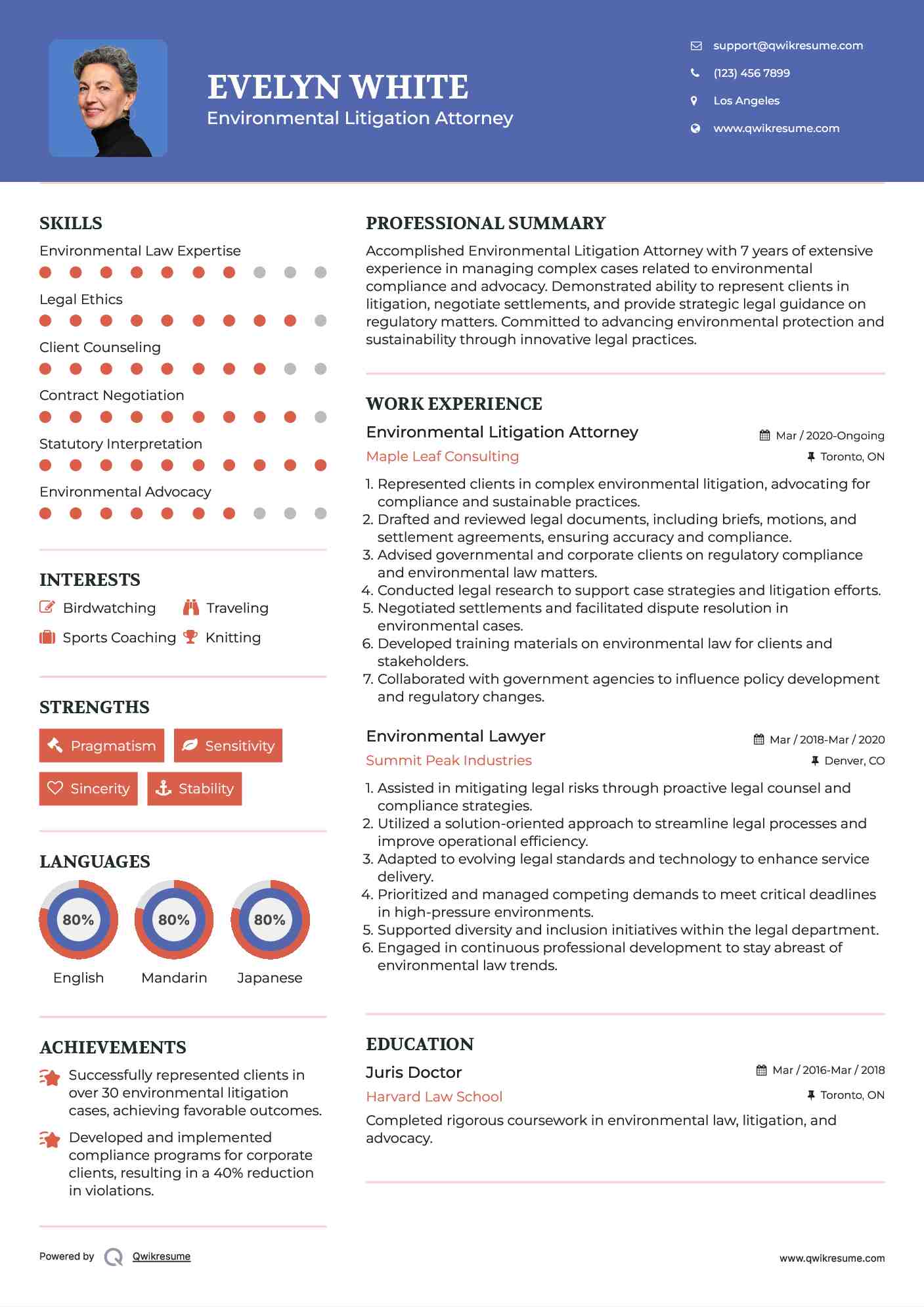 Environmental Litigation Attorney Resume Template