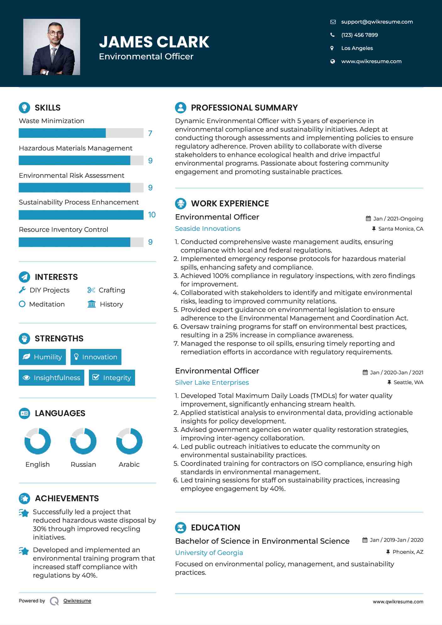 Environmental Officer Resume Template