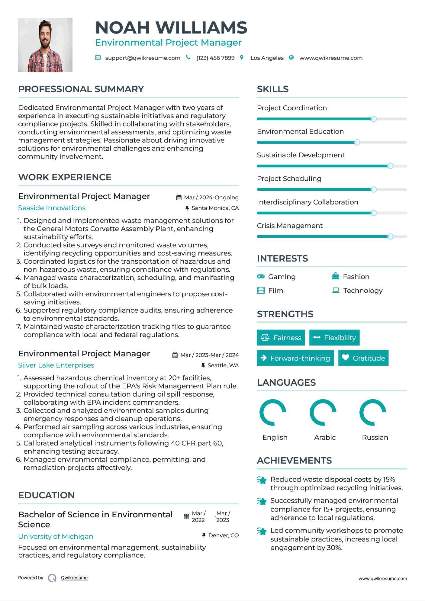 Environmental Project Manager Resume Format