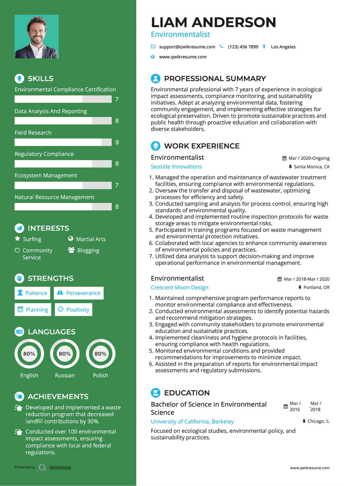 Environmentalist Resume Model