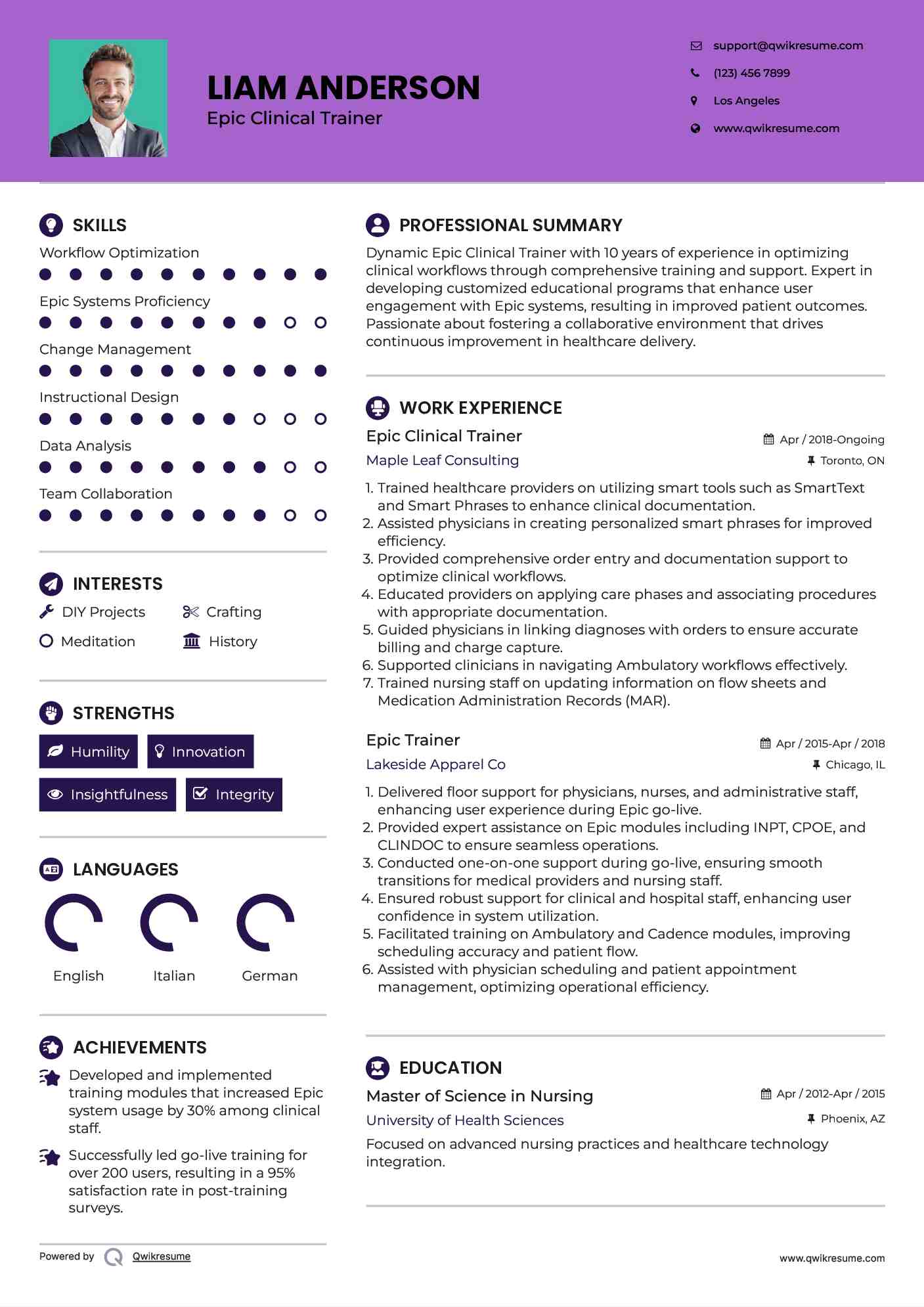 Epic Clinical Trainer

 Resume Sample