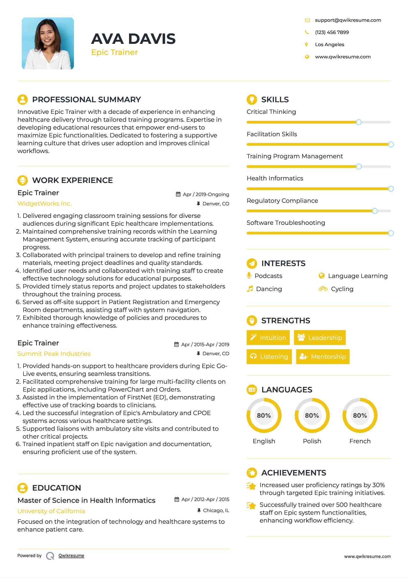 Epic Trainer Resume Template