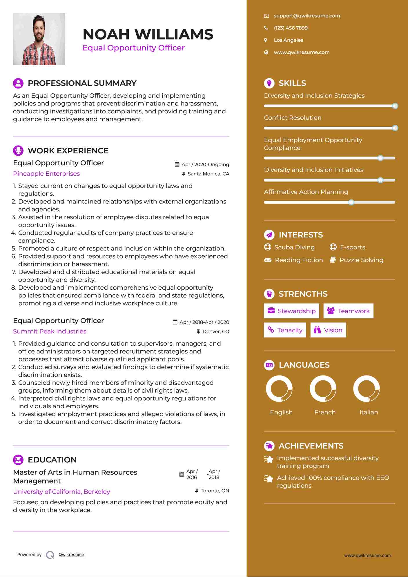 Equal Opportunity Officer Resume Format